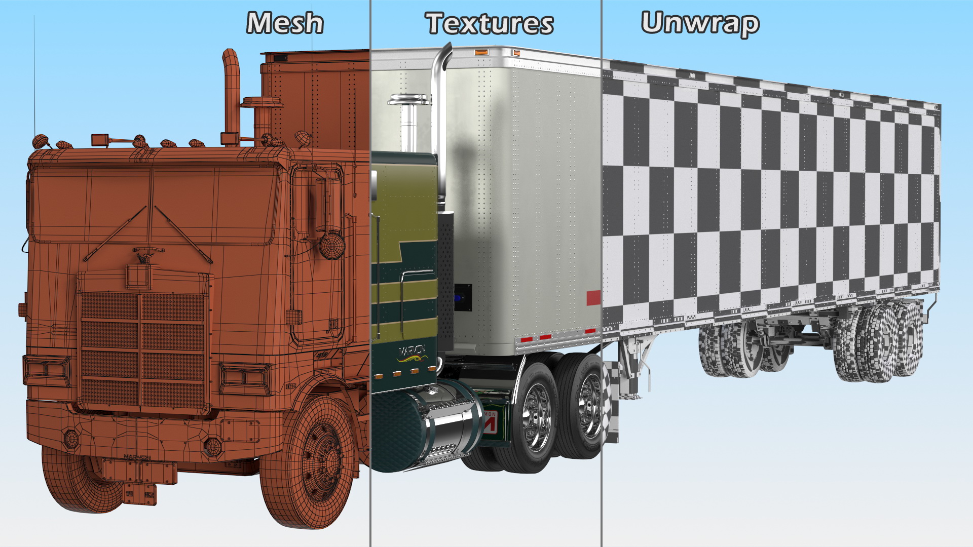 3D model Marmon Truck With Semi Trailer