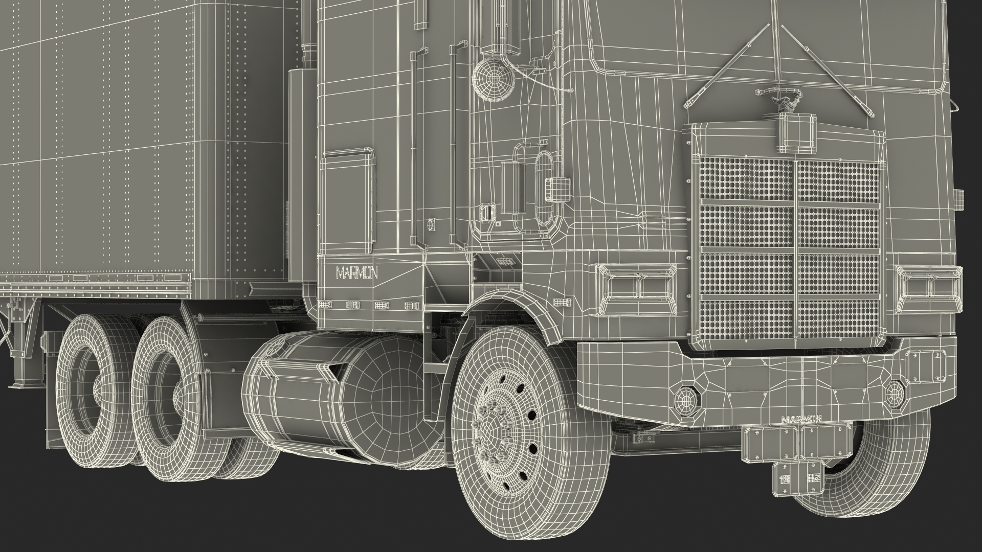 3D model Marmon Truck With Semi Trailer