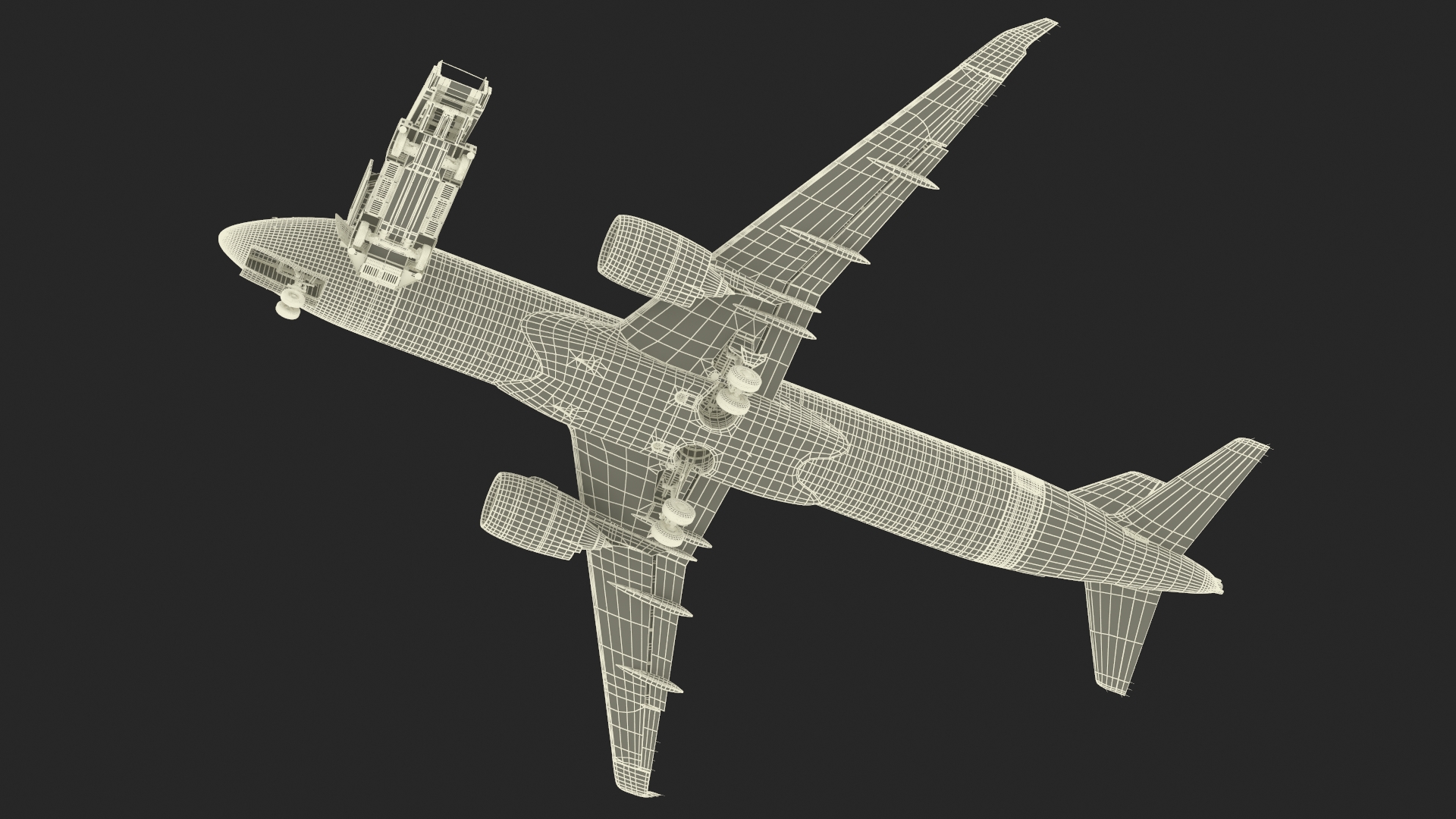 3D Airbus A220 with Passenger Boarding Stairs Car