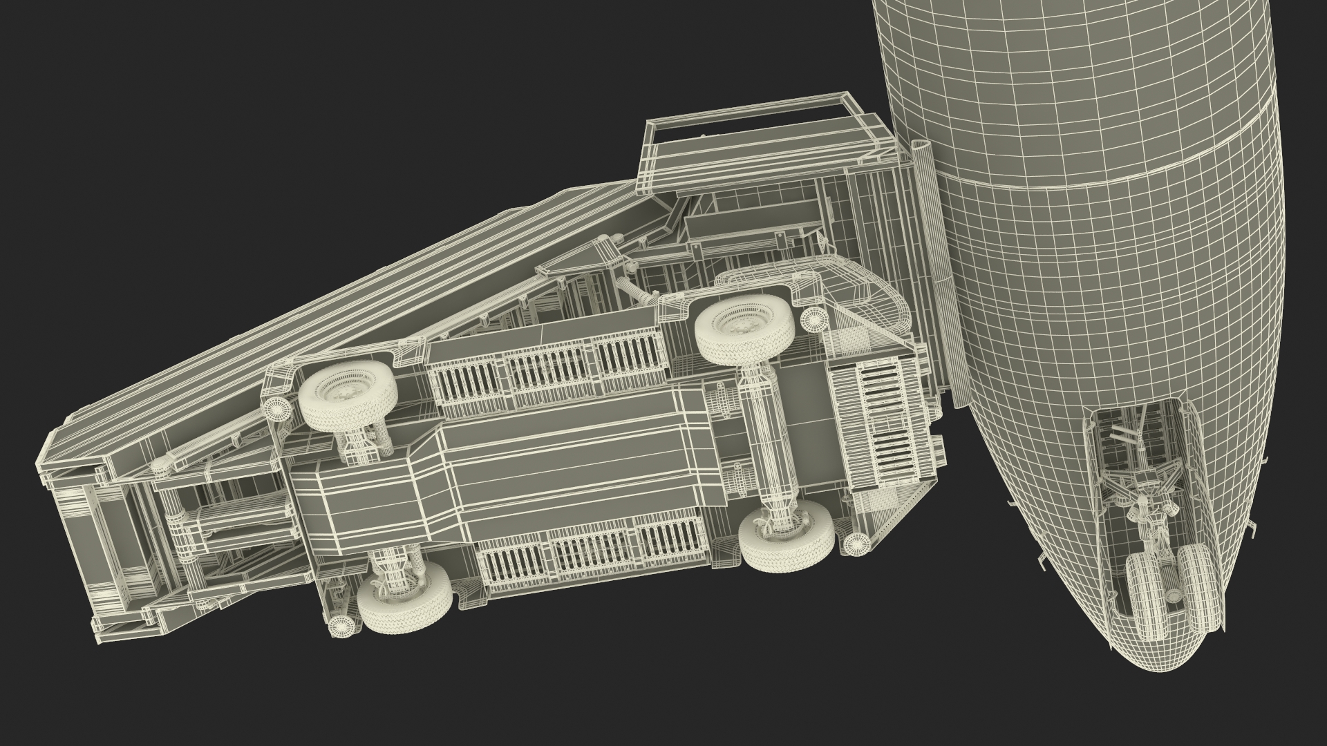 3D Airbus A220 with Passenger Boarding Stairs Car