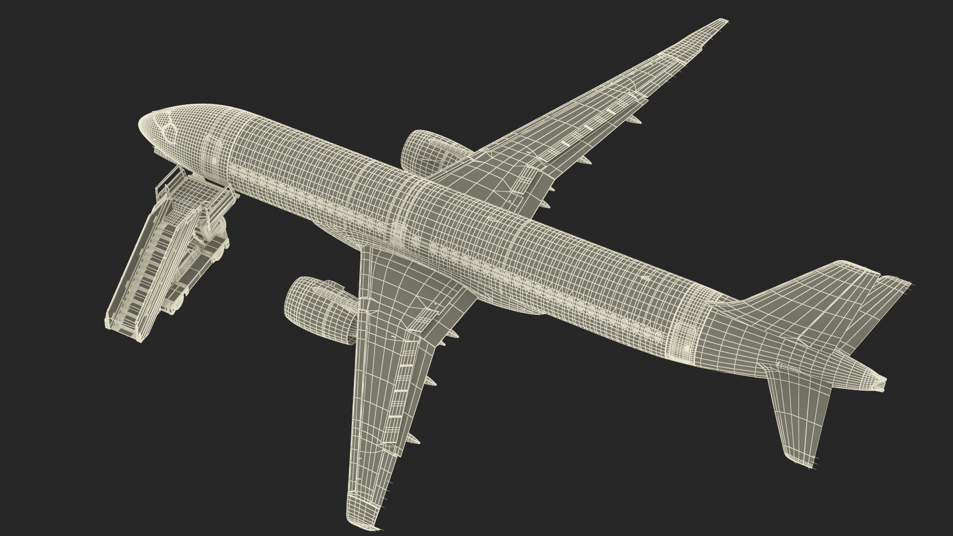 3D Airbus A220 with Passenger Boarding Stairs Car