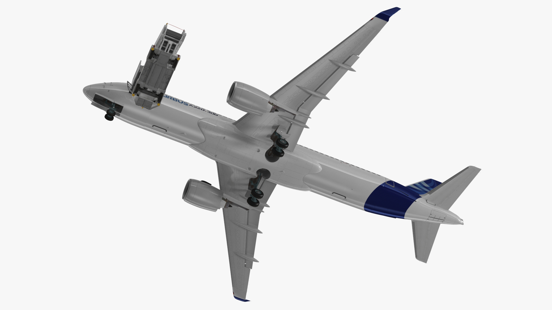 3D Airbus A220 with Passenger Boarding Stairs Car