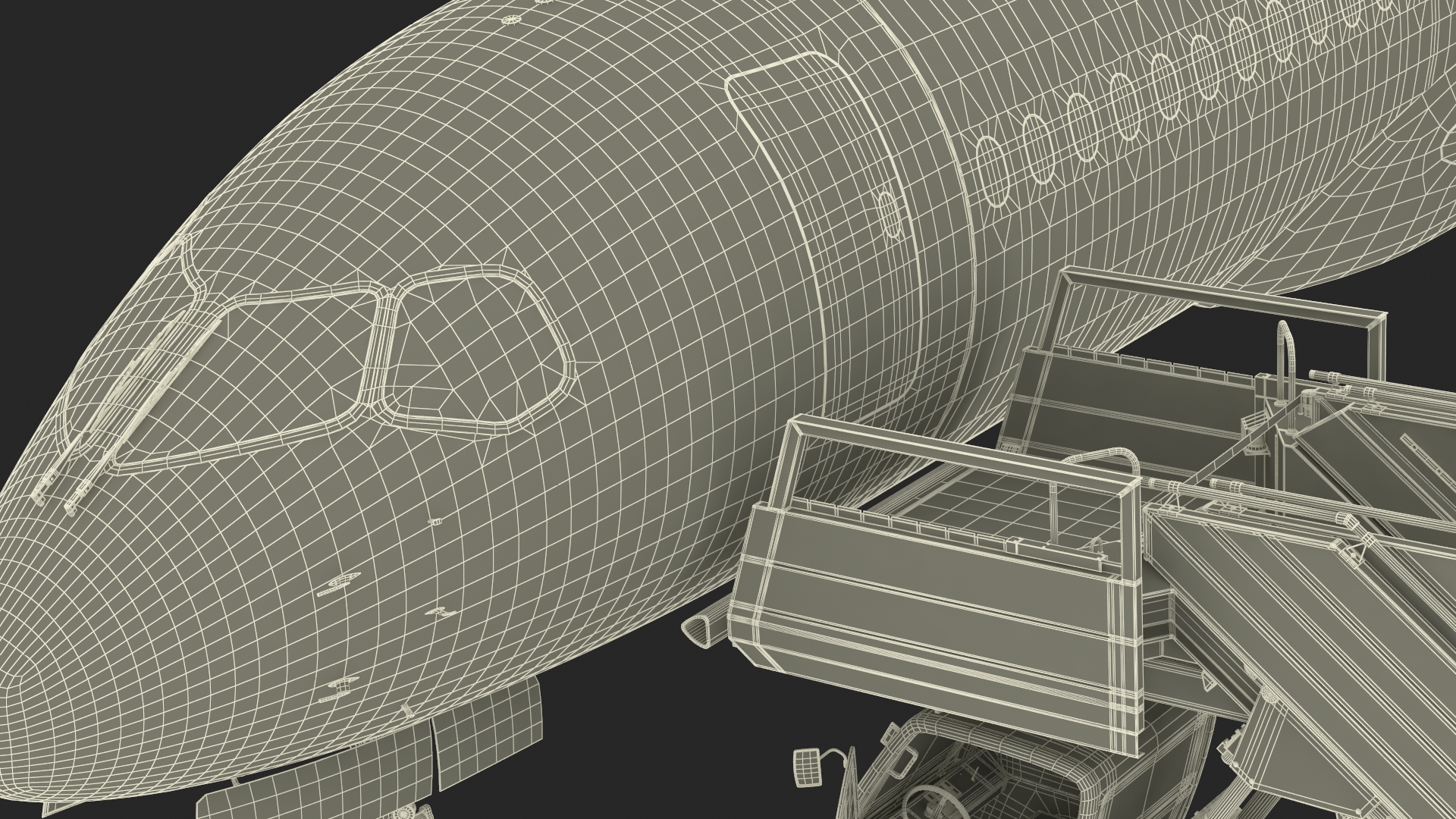 3D Airbus A220 with Passenger Boarding Stairs Car