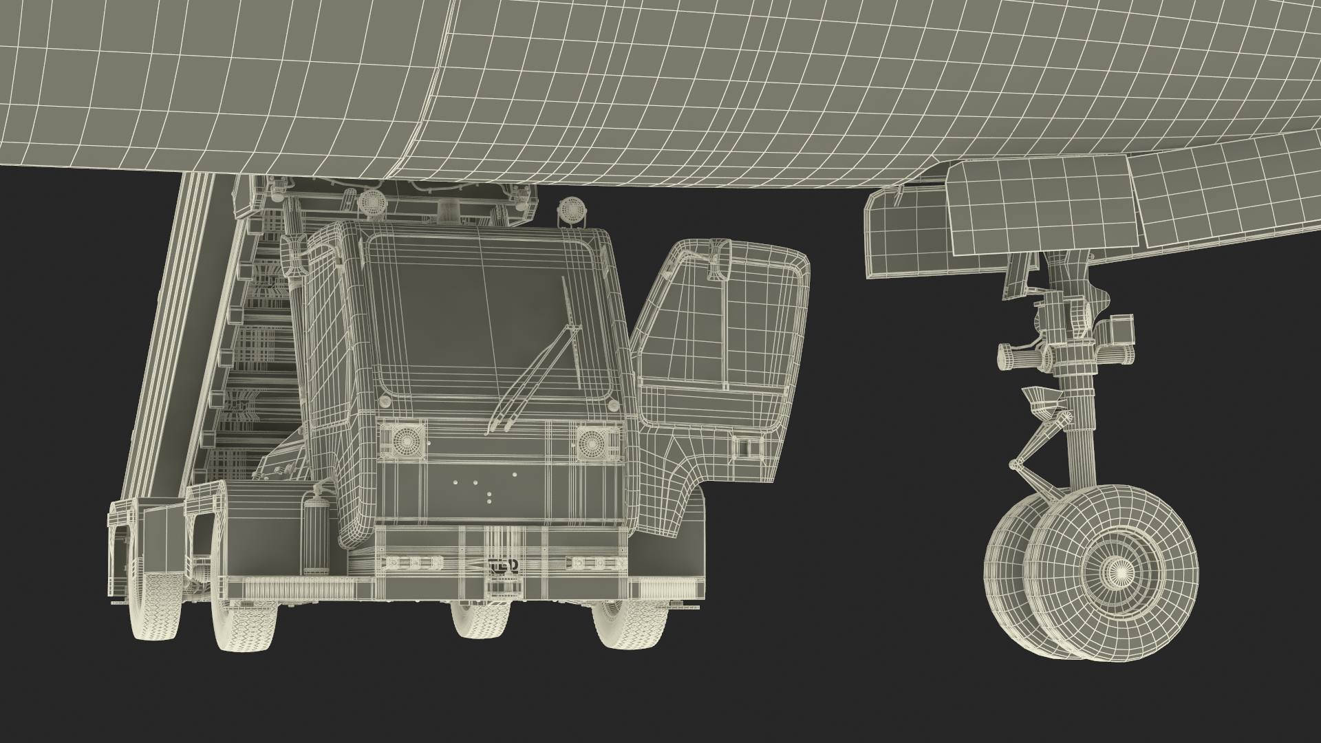 3D Airbus A220 with Passenger Boarding Stairs Car