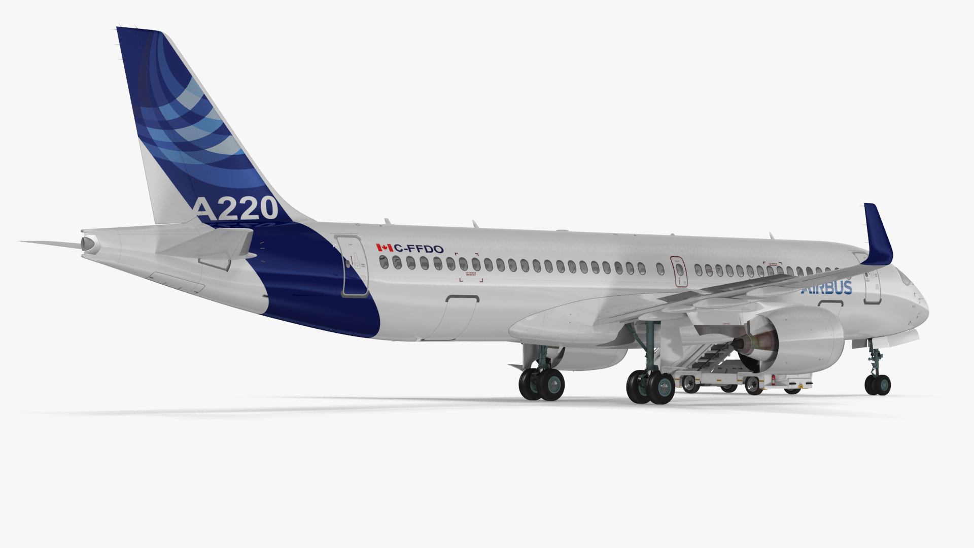 3D Airbus A220 with Passenger Boarding Stairs Car