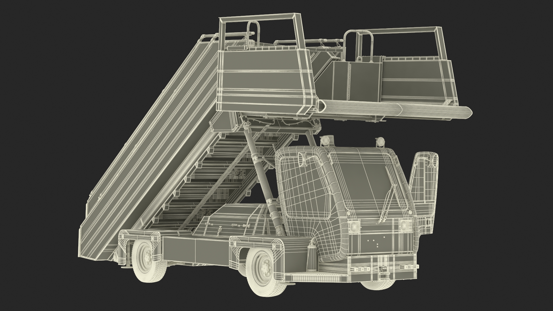 3D Airbus A220 with Passenger Boarding Stairs Car