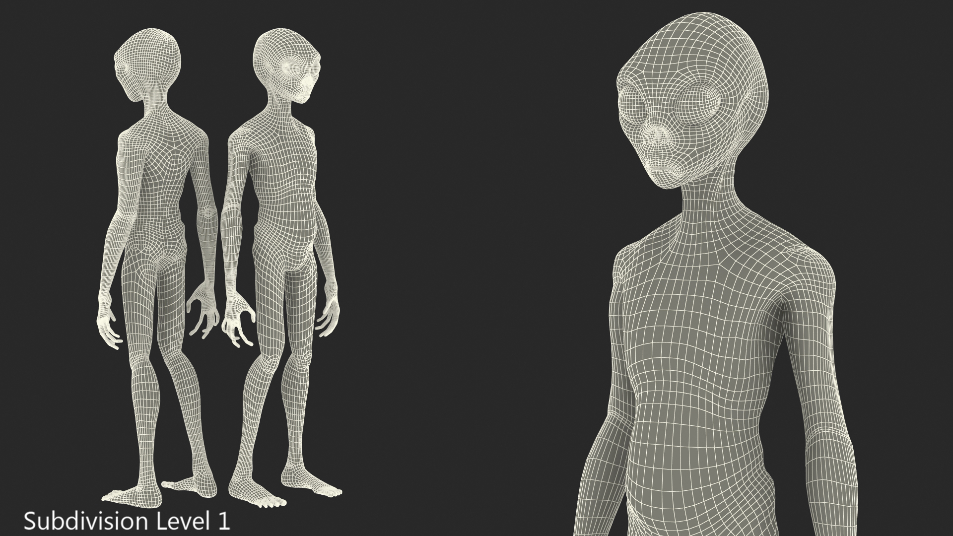 Humanoid Alien Standing Pose Fur 3D