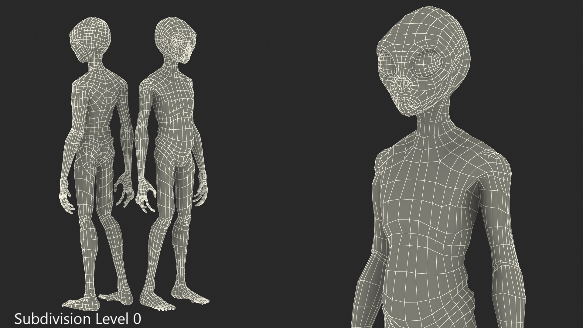 Humanoid Alien Standing Pose Fur 3D