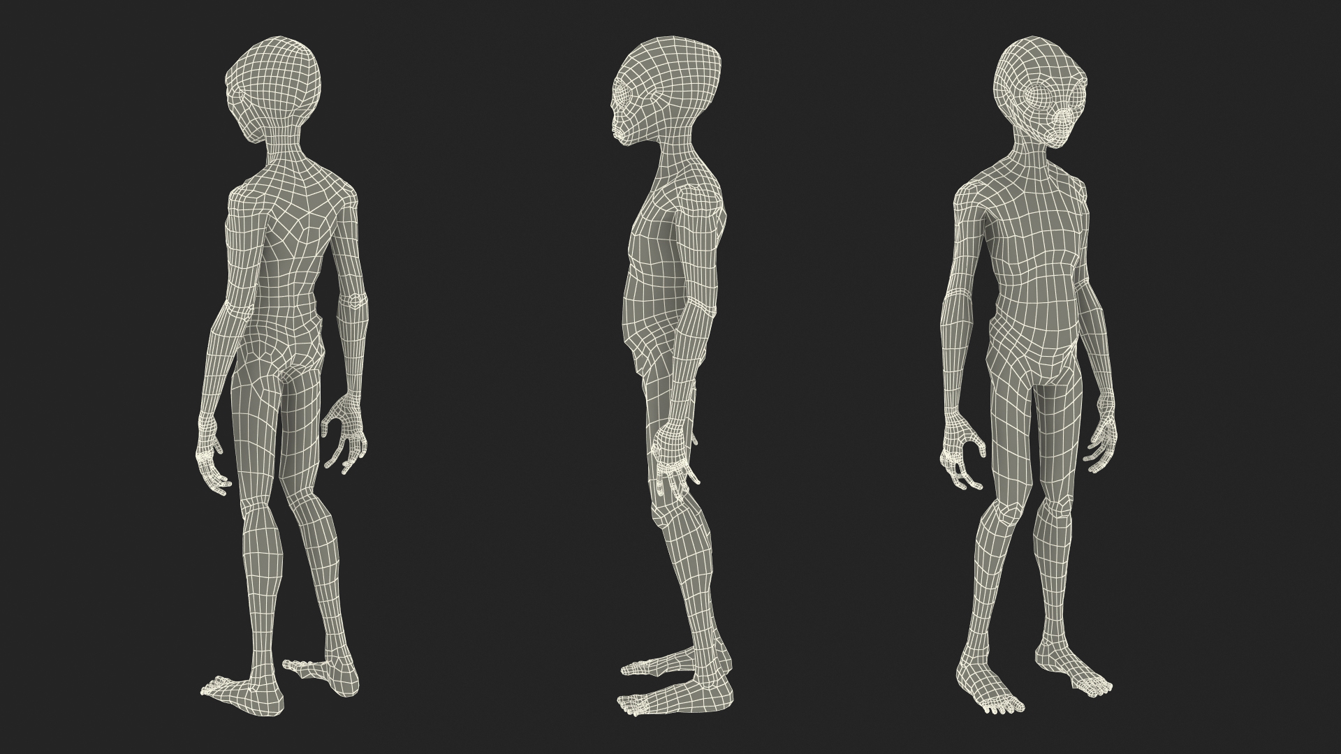 Humanoid Alien Standing Pose Fur 3D