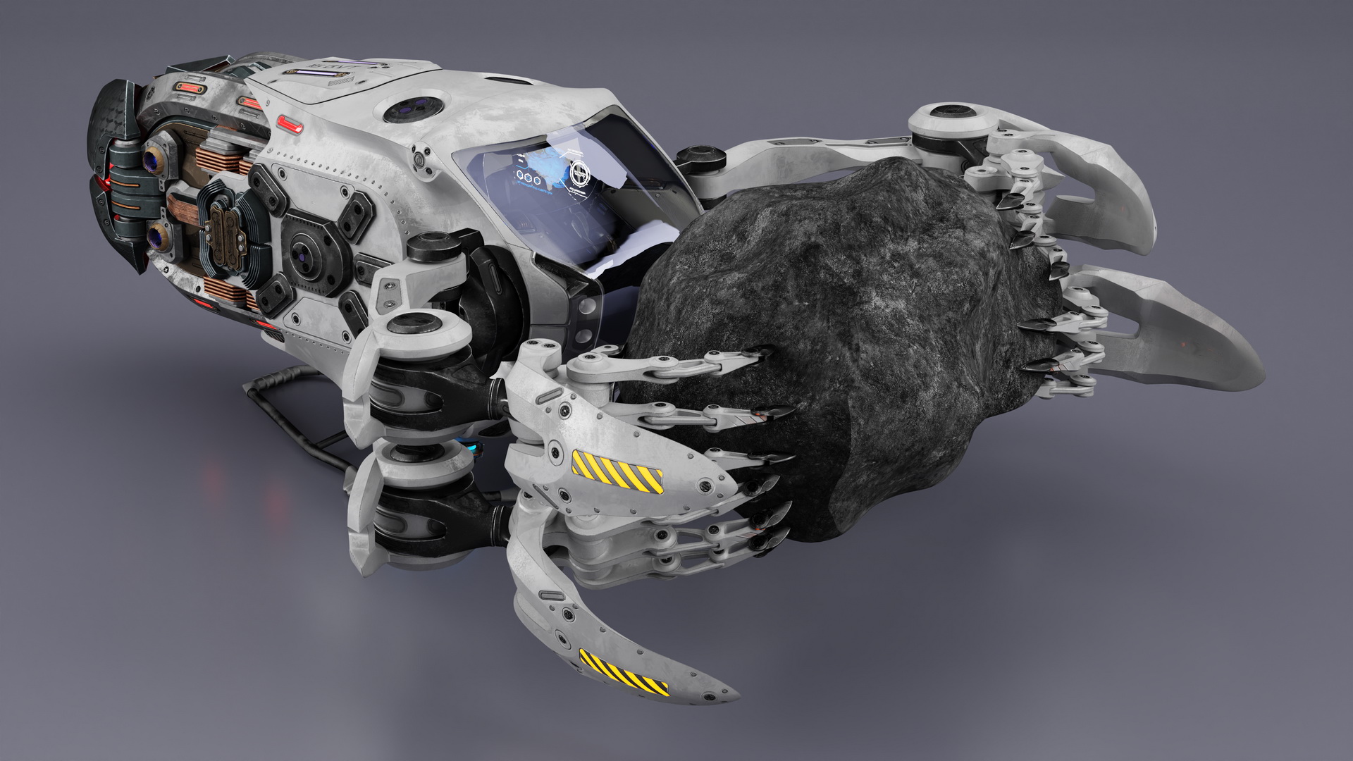 Spaceship Loader with Asteroid Rigged 3D