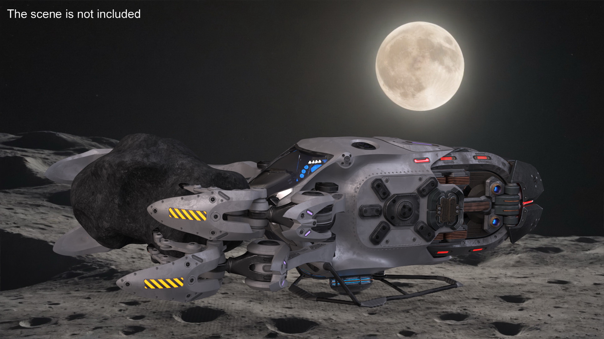 Spaceship Loader with Asteroid Rigged 3D