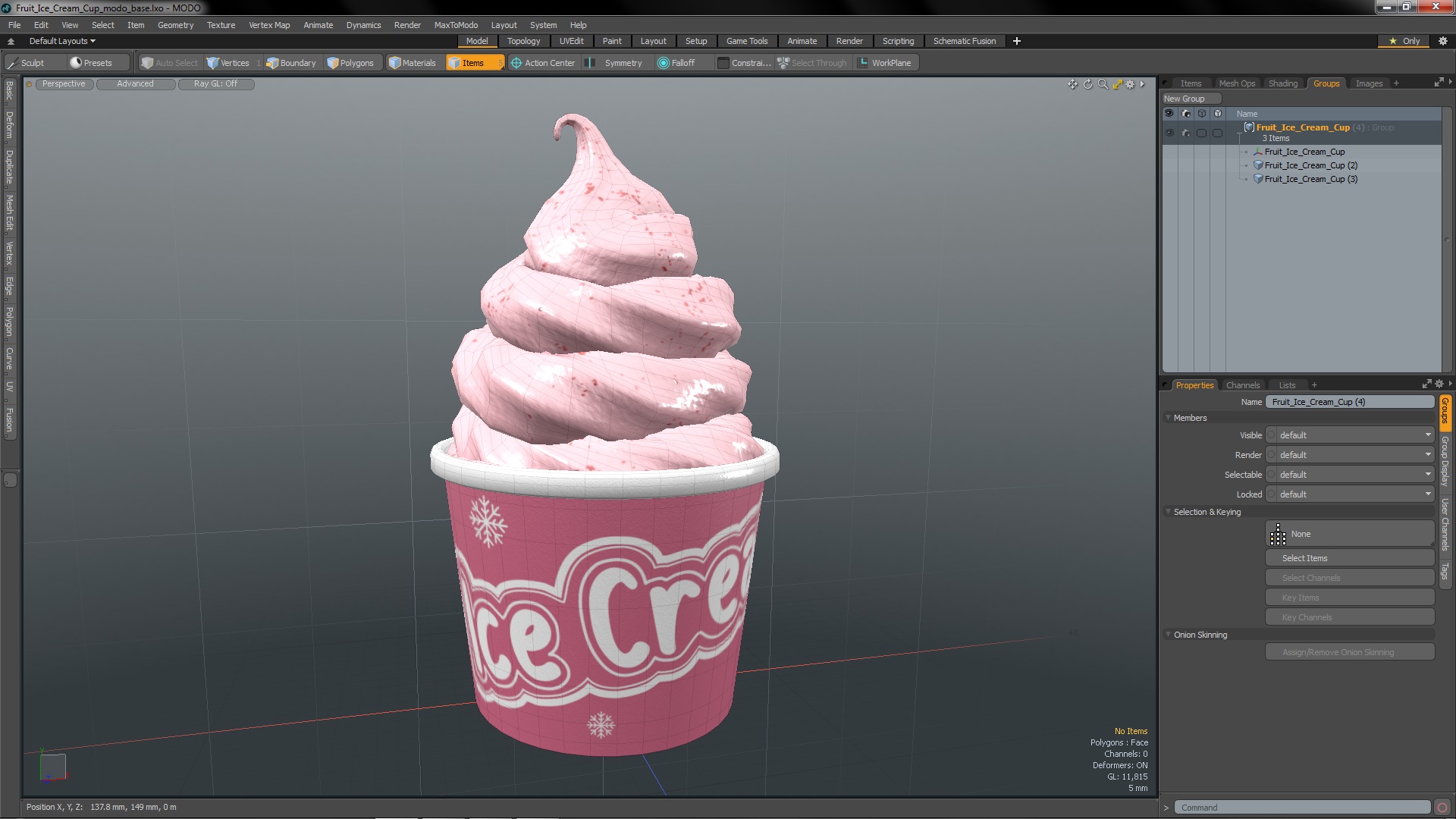 Fruit Ice Cream Cup 3D model