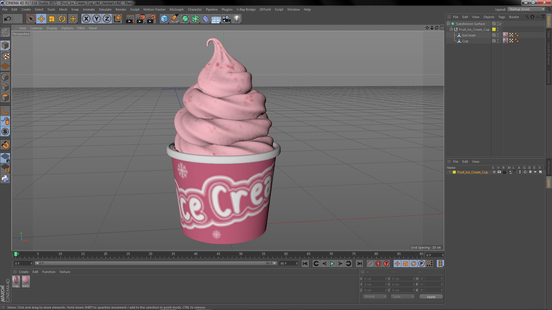 Fruit Ice Cream Cup 3D model