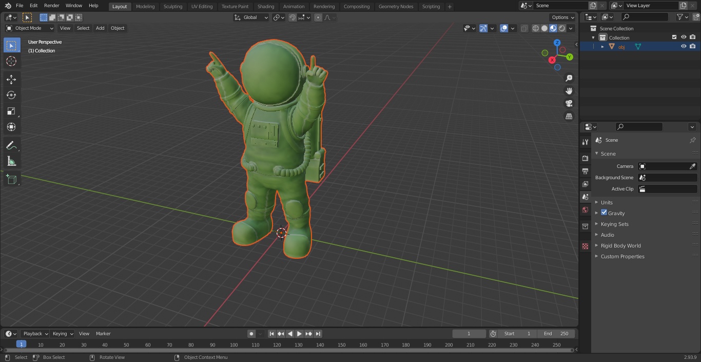 Spaceman Toy Character Green Happy Pose 3D model