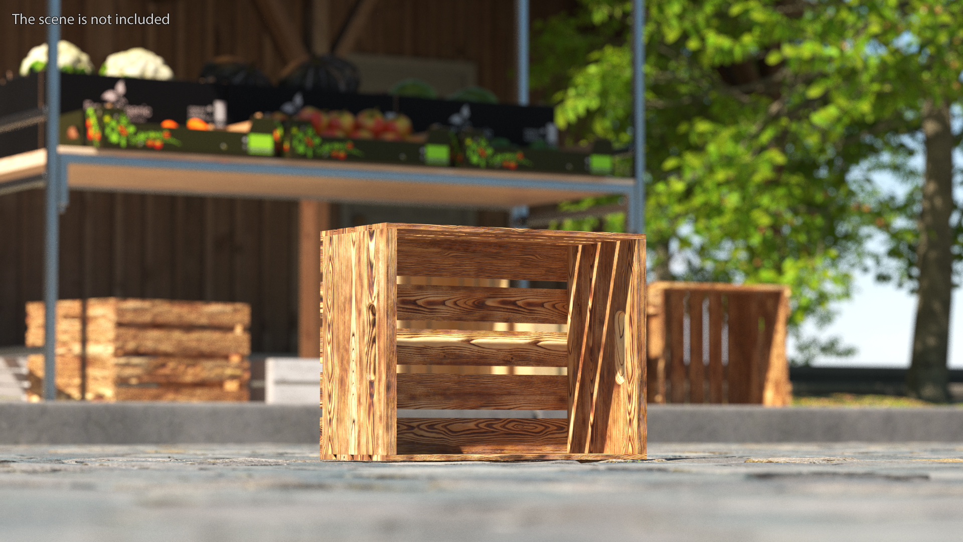 Low Small Box of Burnt Planks 3D model