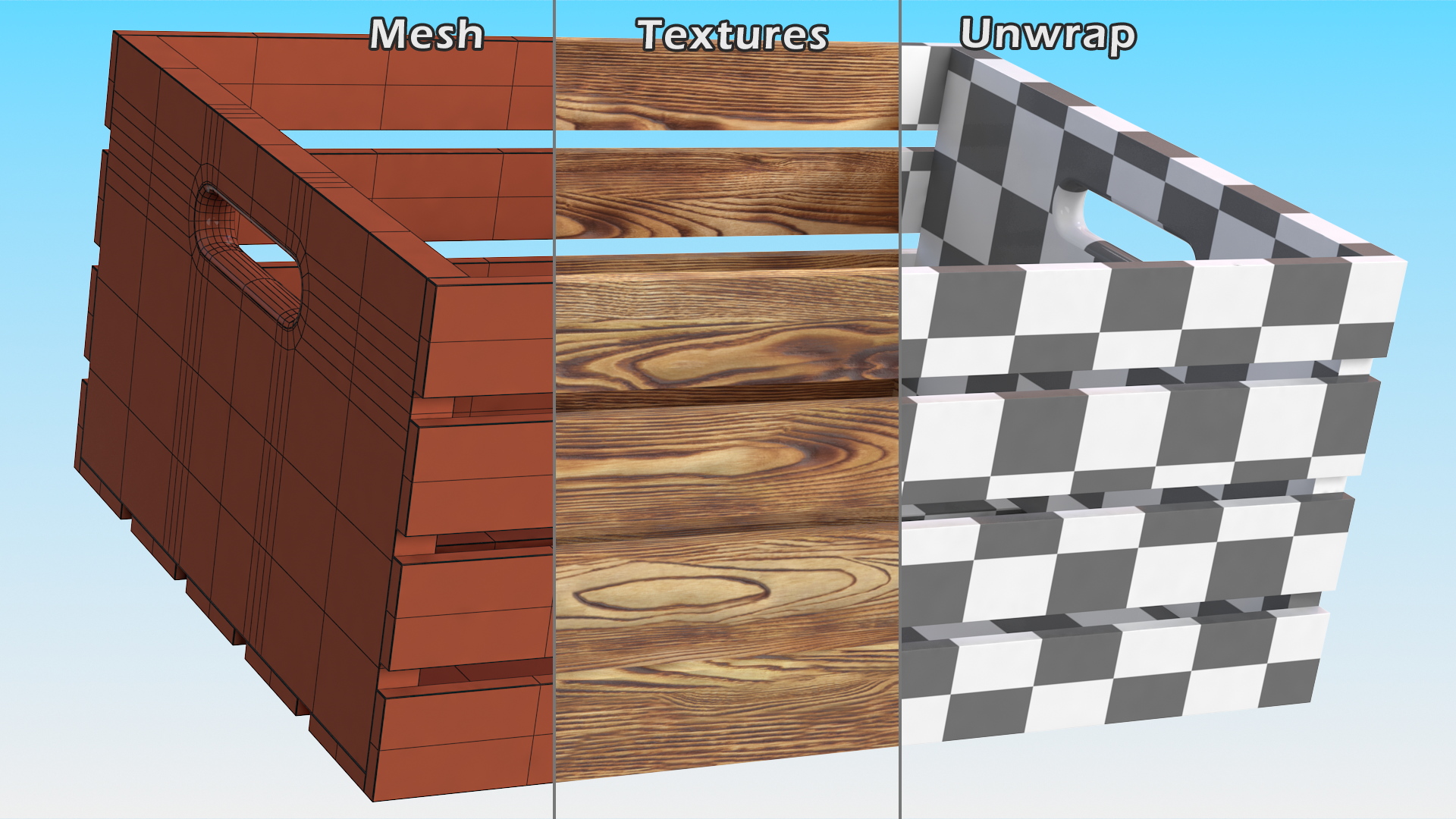 Low Small Box of Burnt Planks 3D model