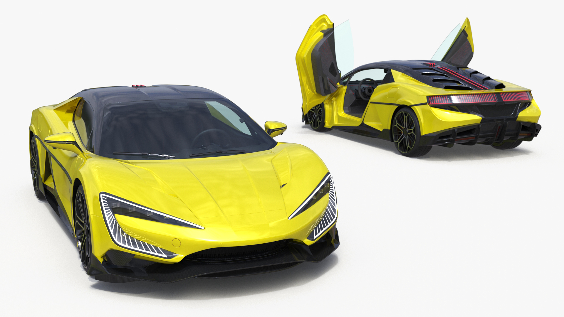 Modern Yellow Supercar Coupe Simplified 3D model