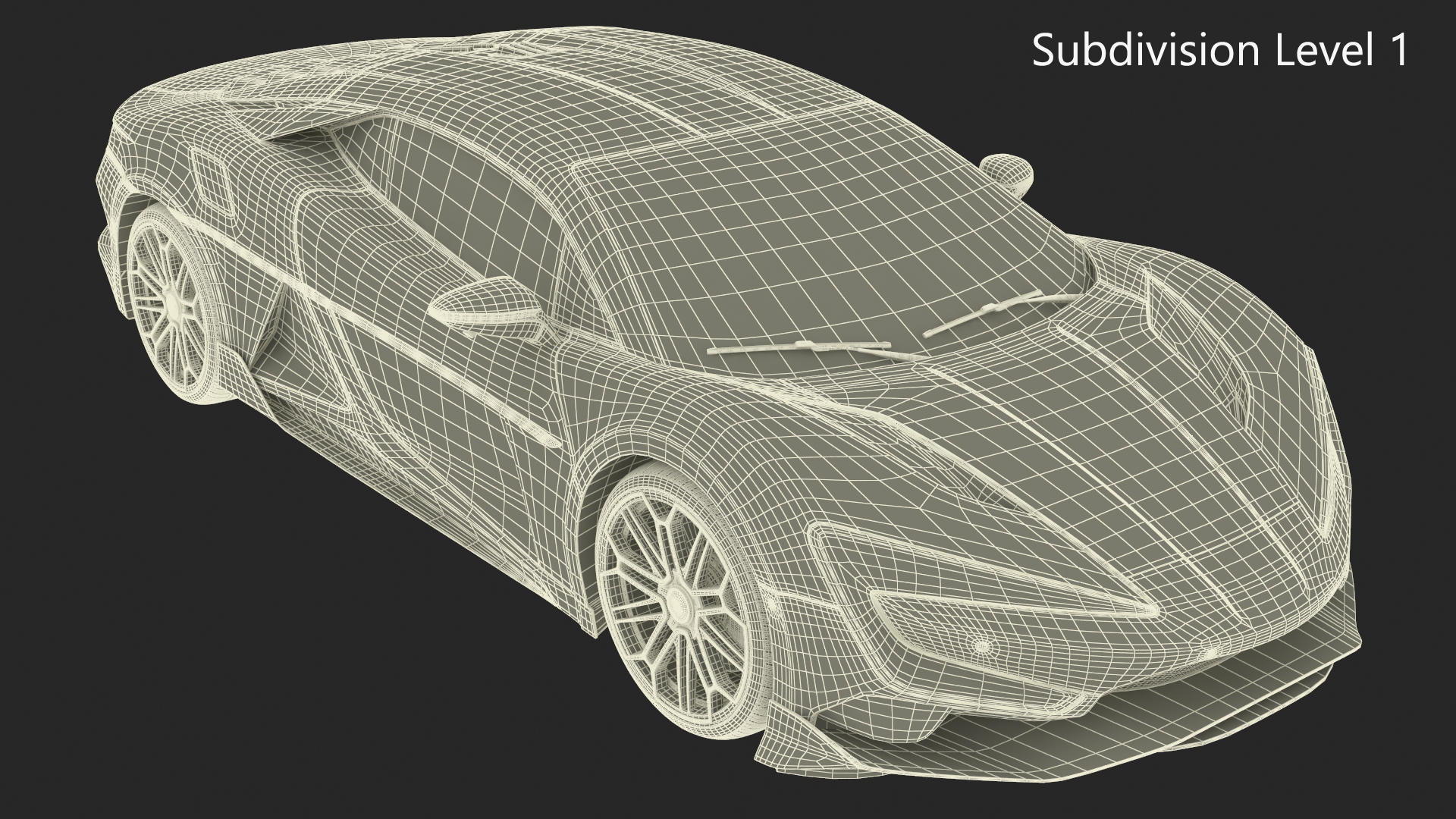 Modern Yellow Supercar Coupe Simplified 3D model