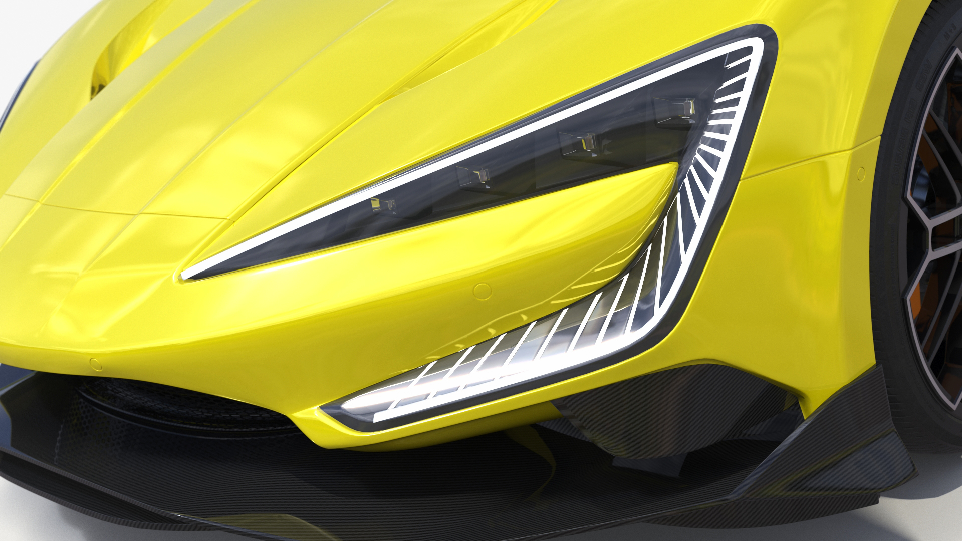 Modern Yellow Supercar Coupe Simplified 3D model