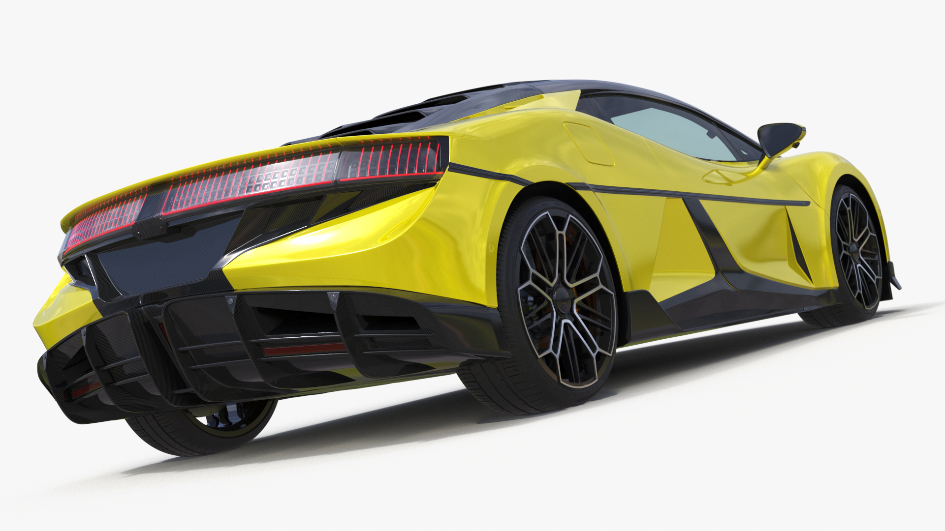 Modern Yellow Supercar Coupe Simplified 3D model