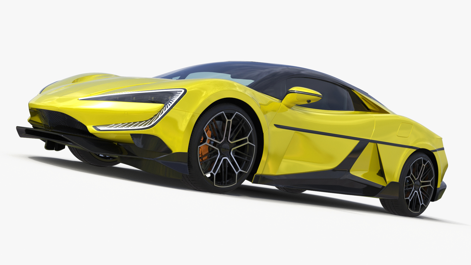 Modern Yellow Supercar Coupe Simplified 3D model