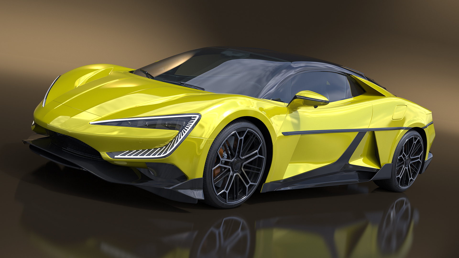 Modern Yellow Supercar Coupe Simplified 3D model