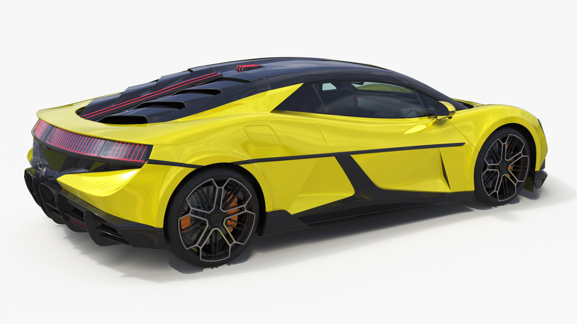 Modern Yellow Supercar Coupe Simplified 3D model