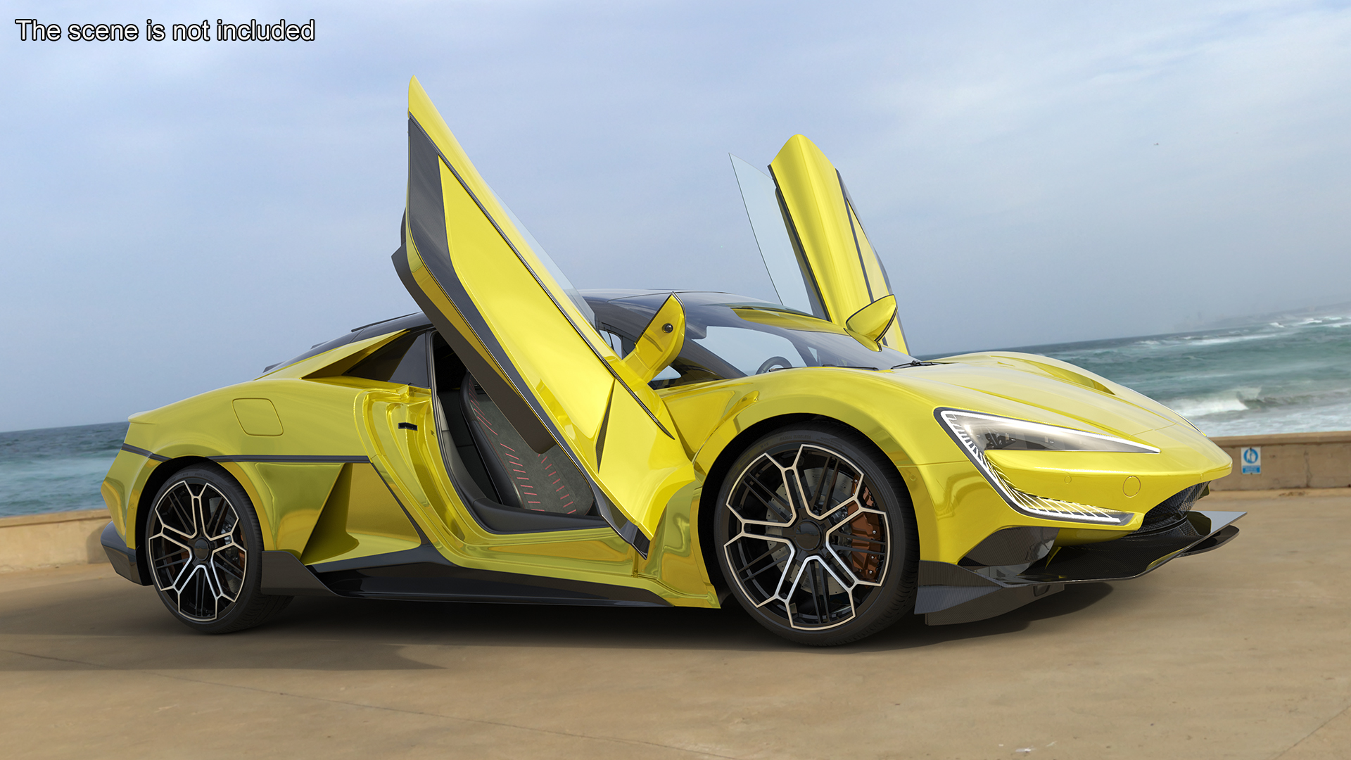 Modern Yellow Supercar Coupe Simplified 3D model