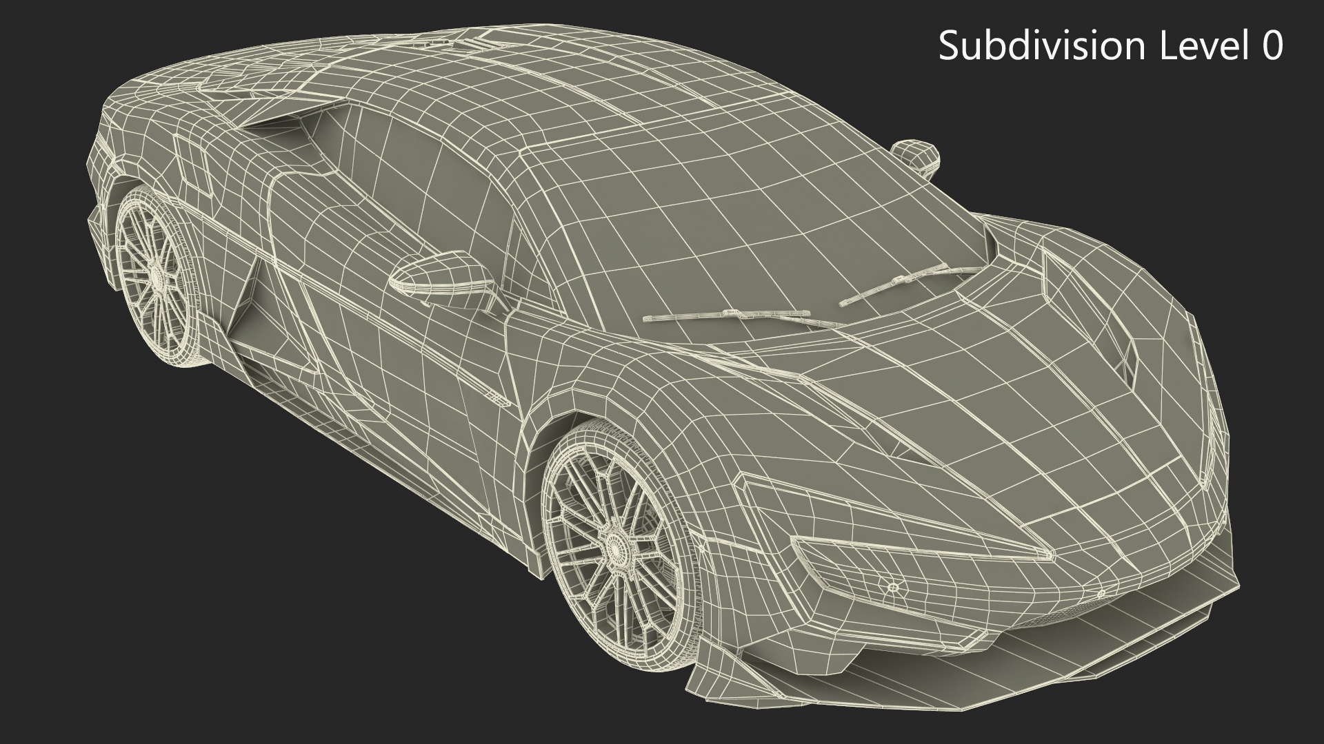 Modern Yellow Supercar Coupe Simplified 3D model