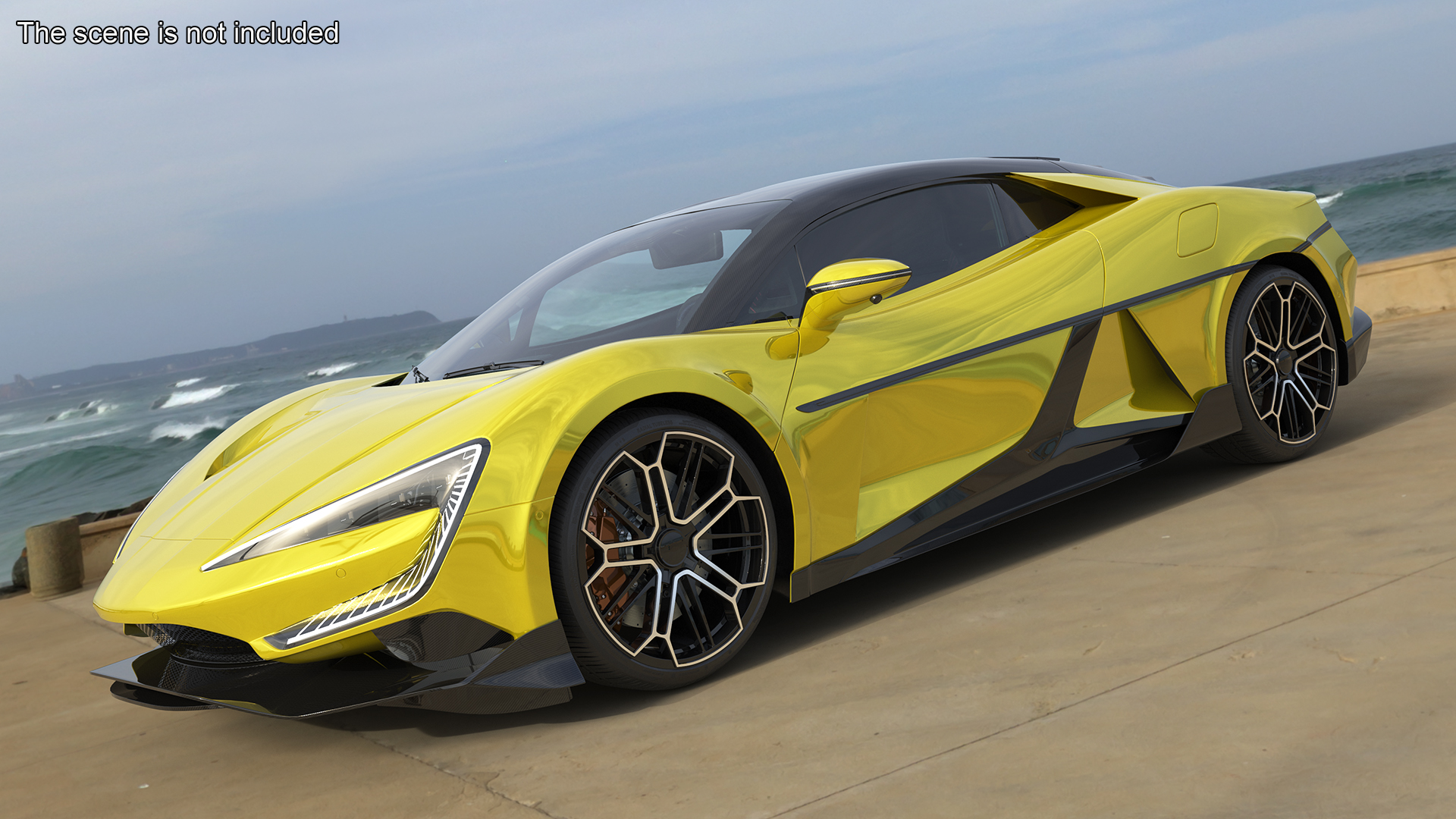 Modern Yellow Supercar Coupe Simplified 3D model