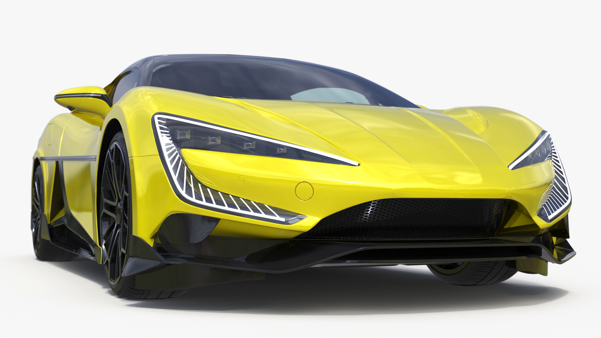 Modern Yellow Supercar Coupe Simplified 3D model