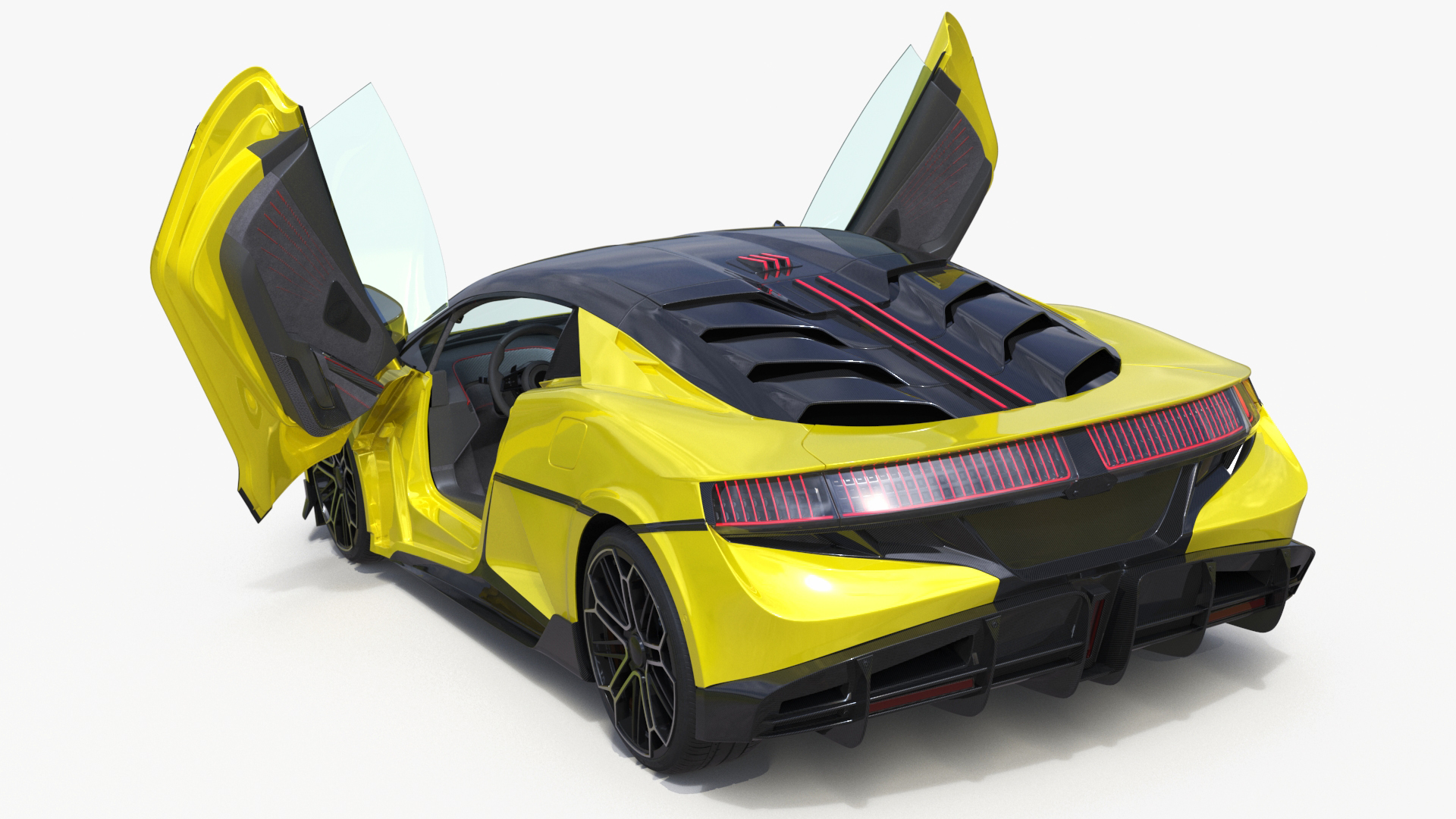 Modern Yellow Supercar Coupe Simplified 3D model