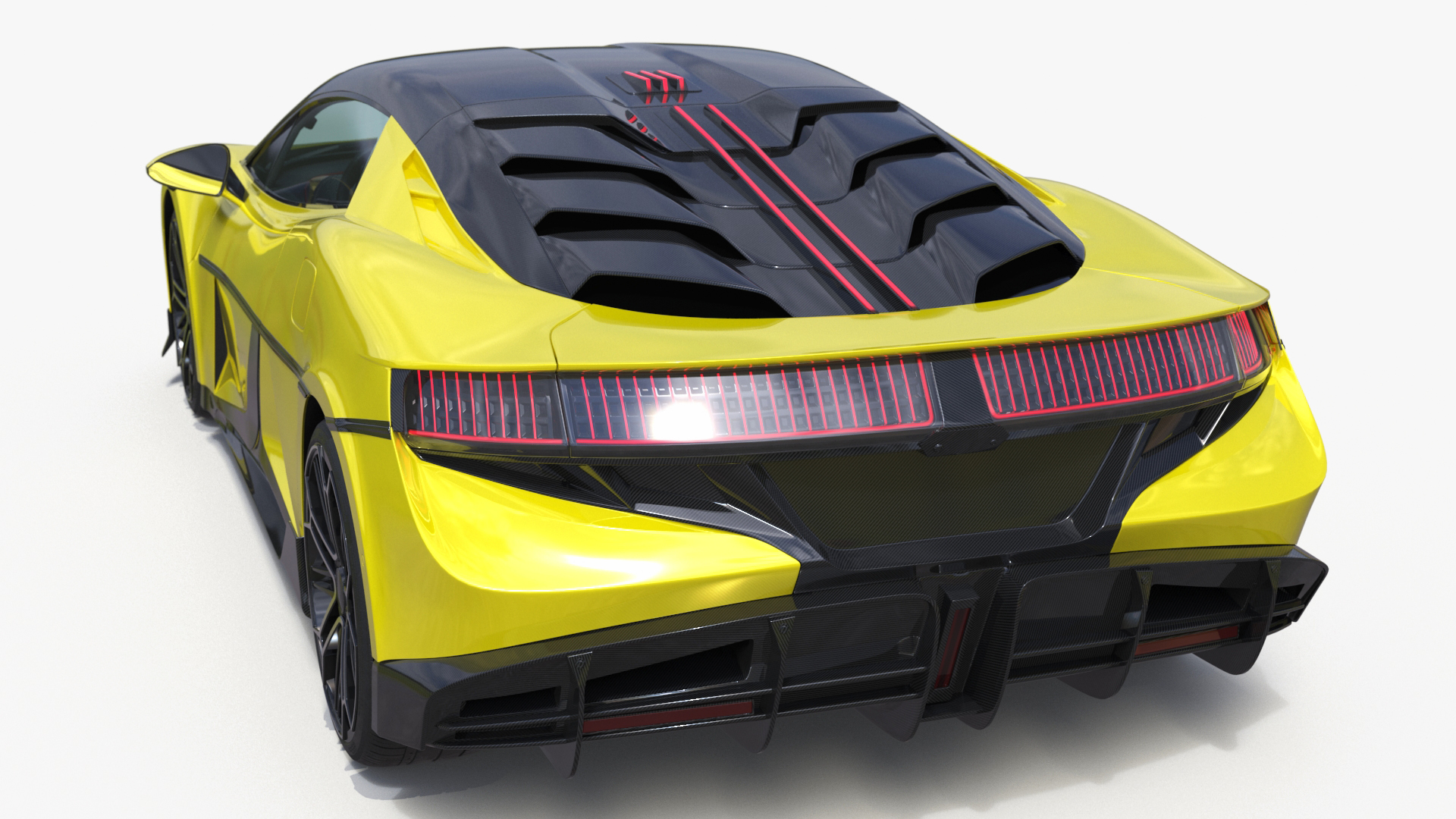 Modern Yellow Supercar Coupe Simplified 3D model