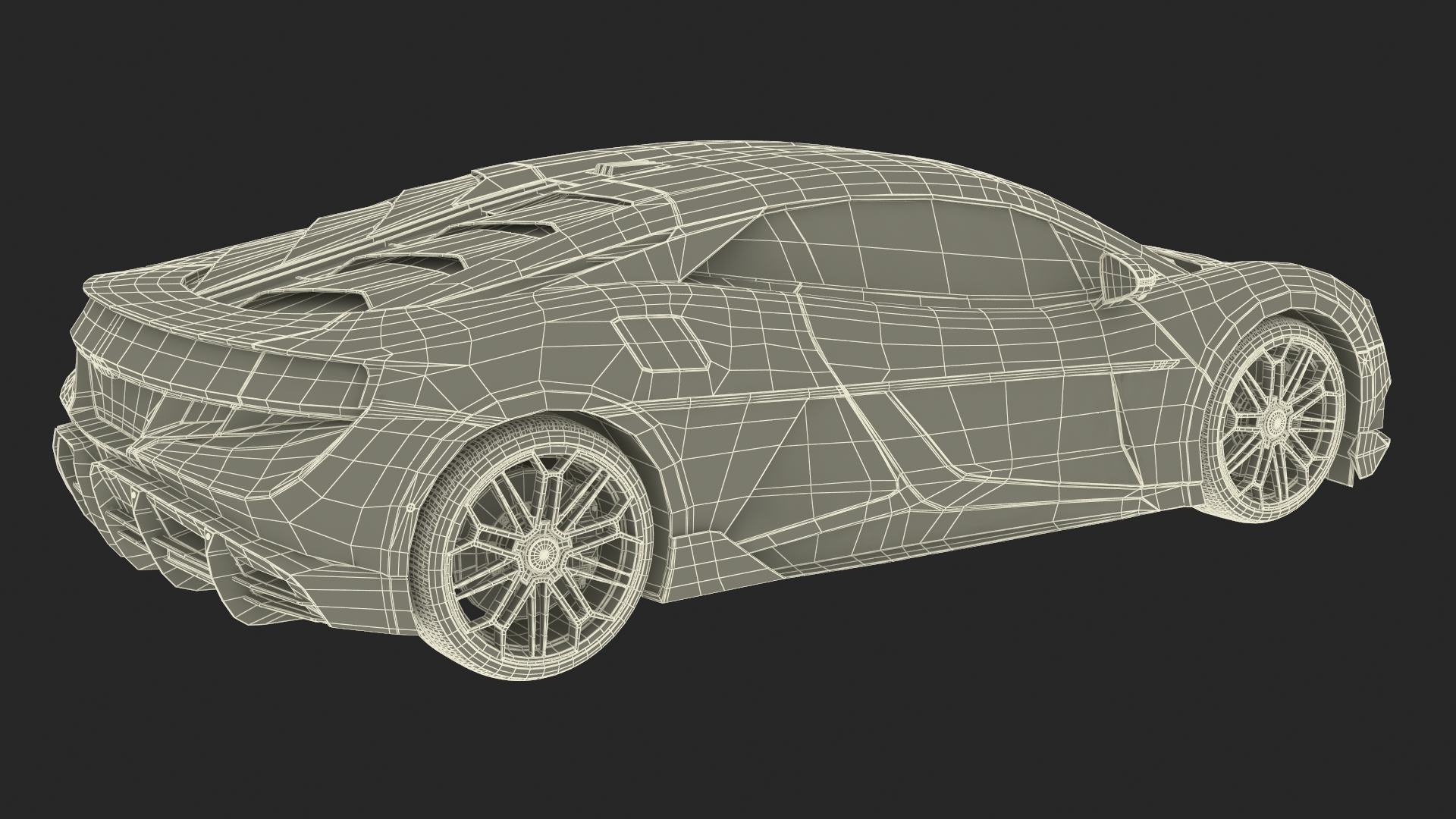 Modern Yellow Supercar Coupe Simplified 3D model