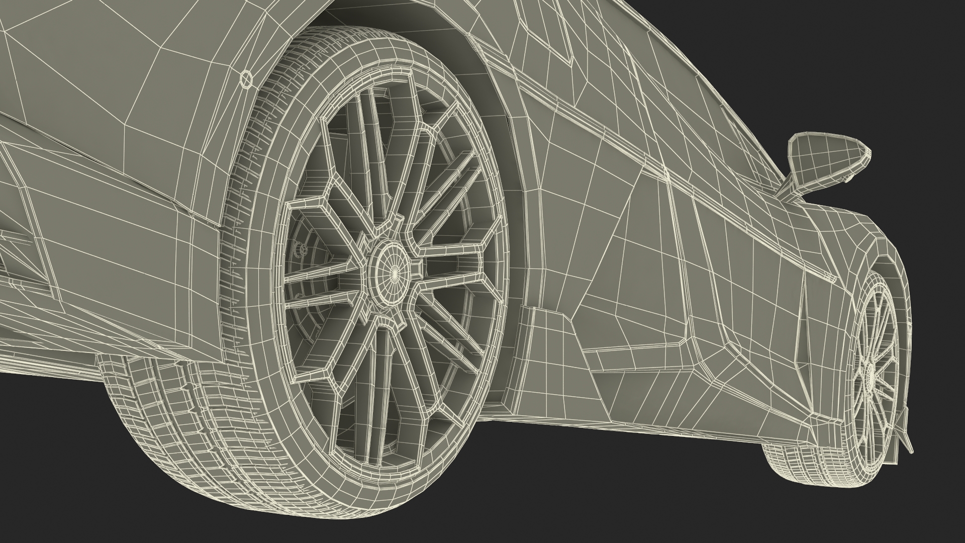 Modern Yellow Supercar Coupe Simplified 3D model