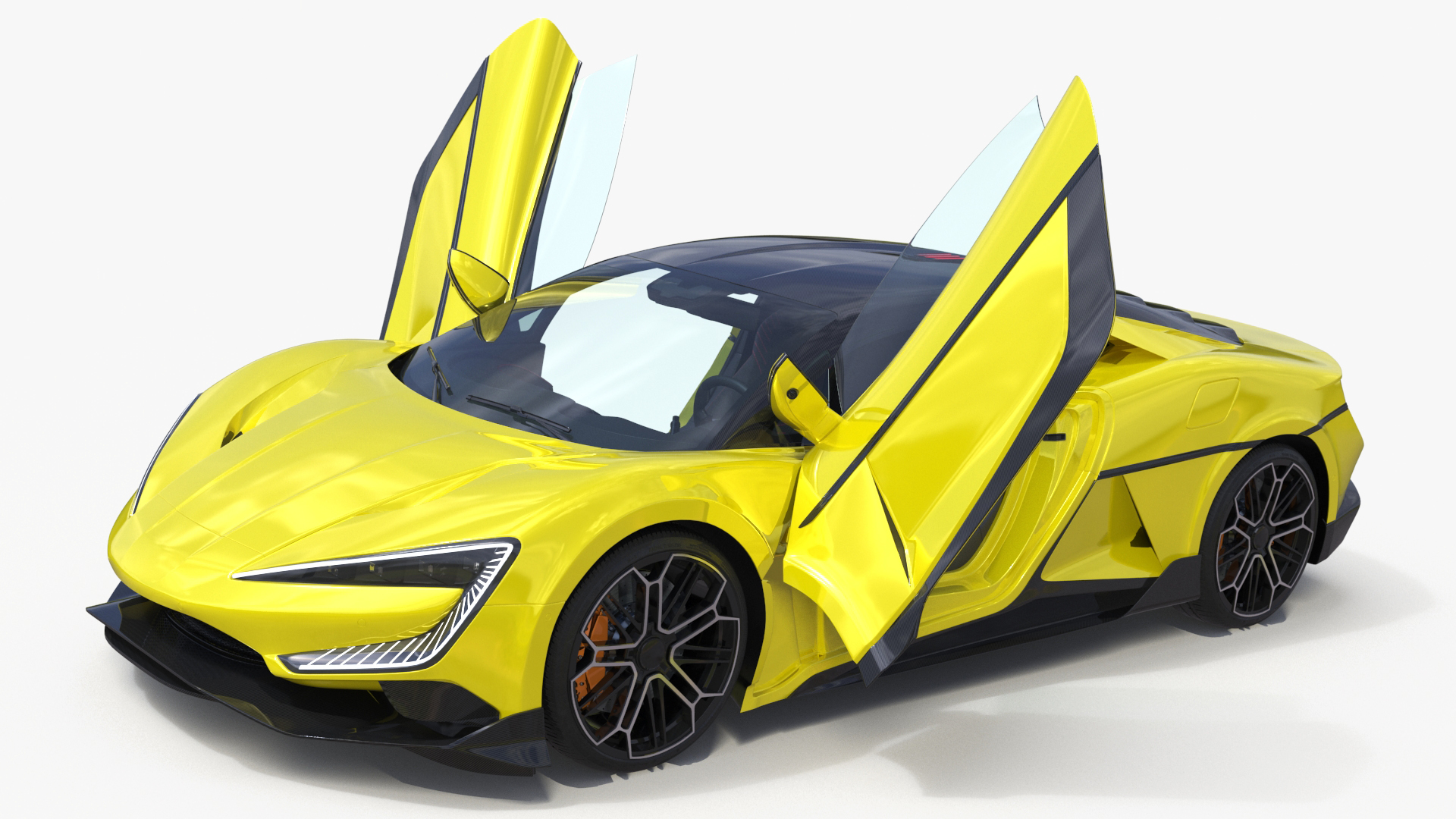 Modern Yellow Supercar Coupe Simplified 3D model