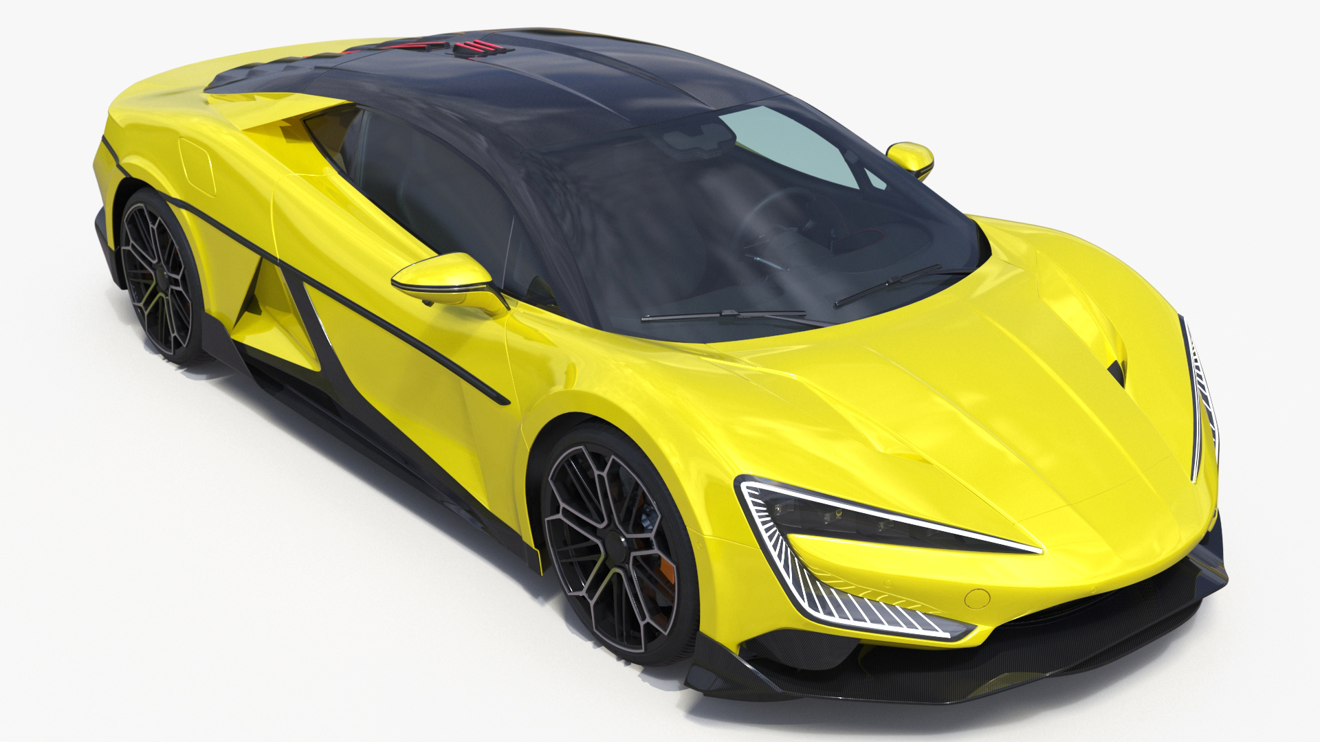 Modern Yellow Supercar Coupe Simplified 3D model