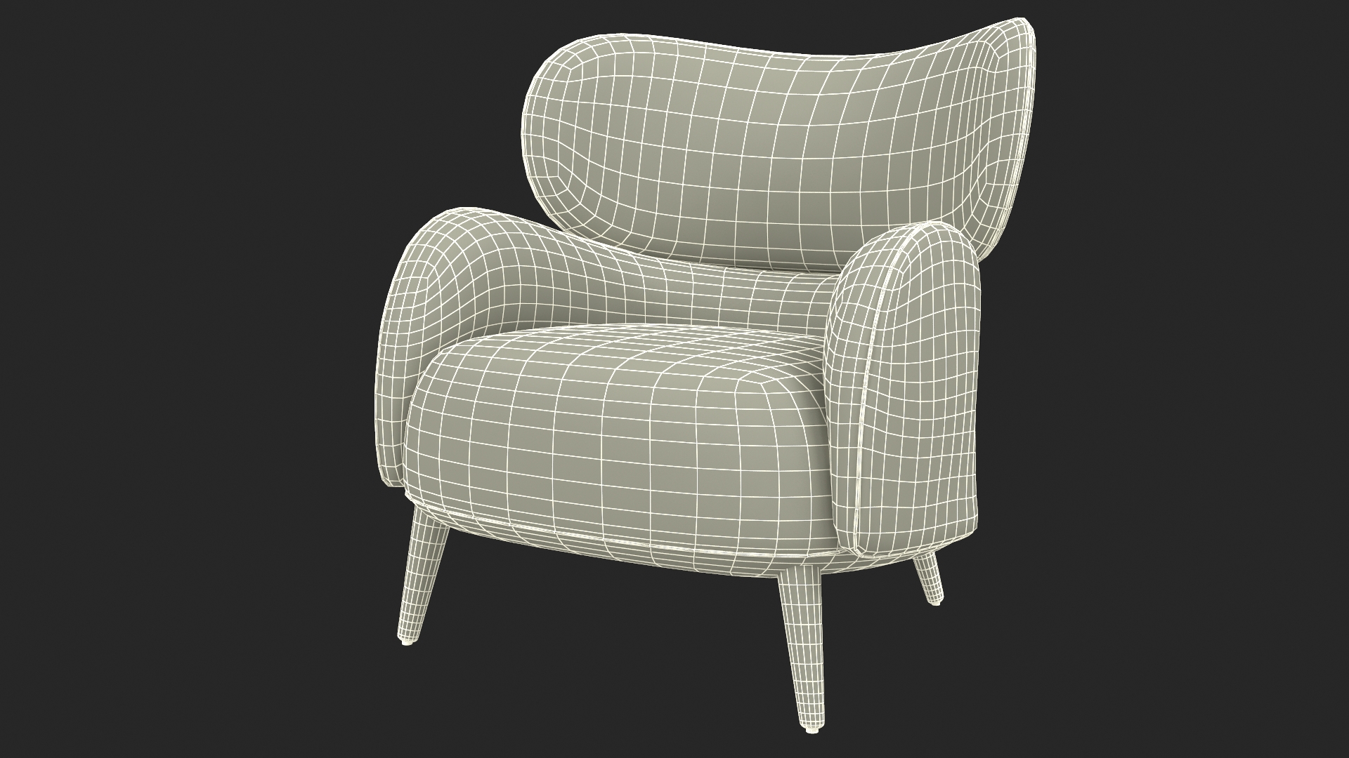 3D Velvet Lounge Arm Chair model