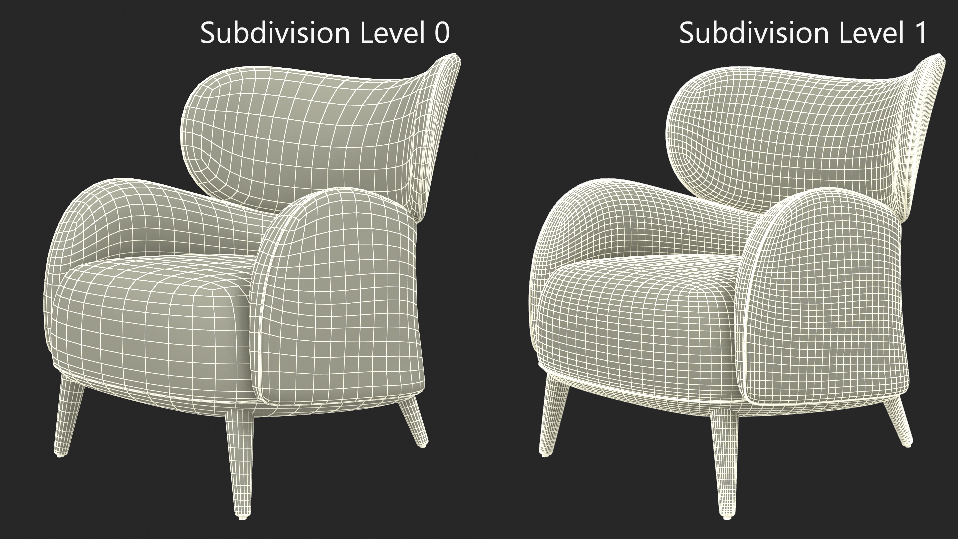 3D Velvet Lounge Arm Chair model