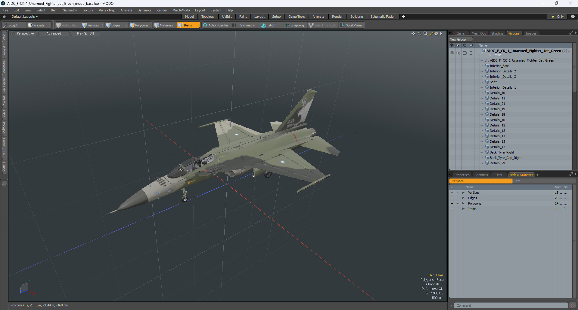 AIDC F-CK-1 Unarmed Fighter Jet Green 3D