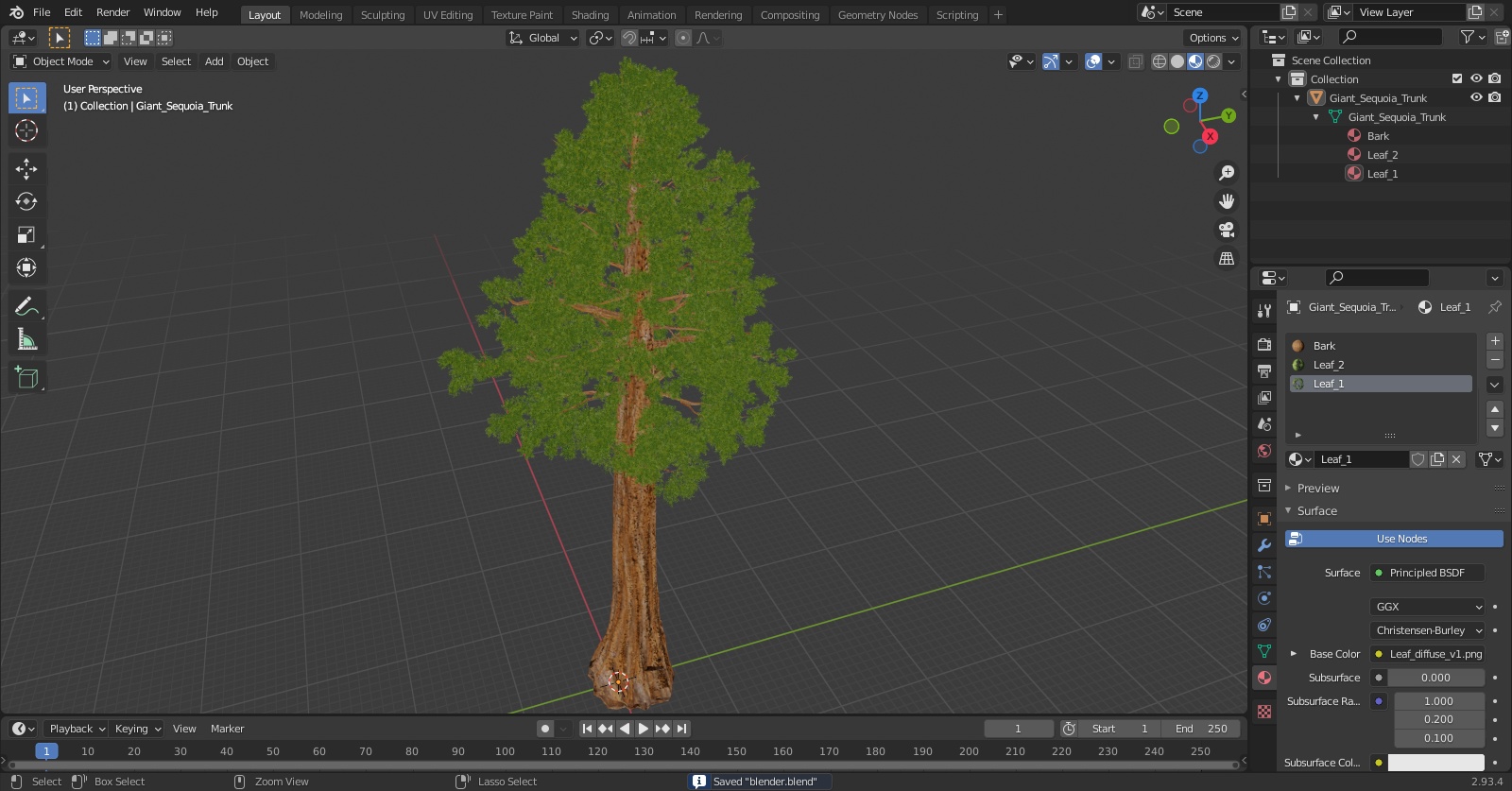 Giant Sequoia Trunk 3D model