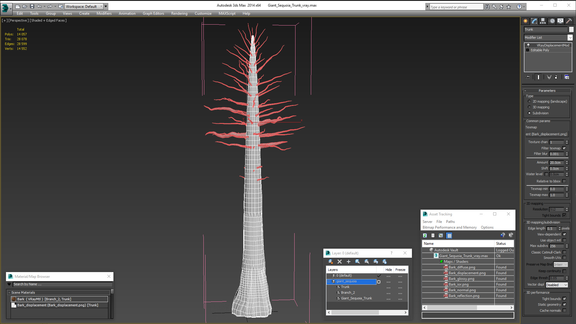 Giant Sequoia Trunk 3D model