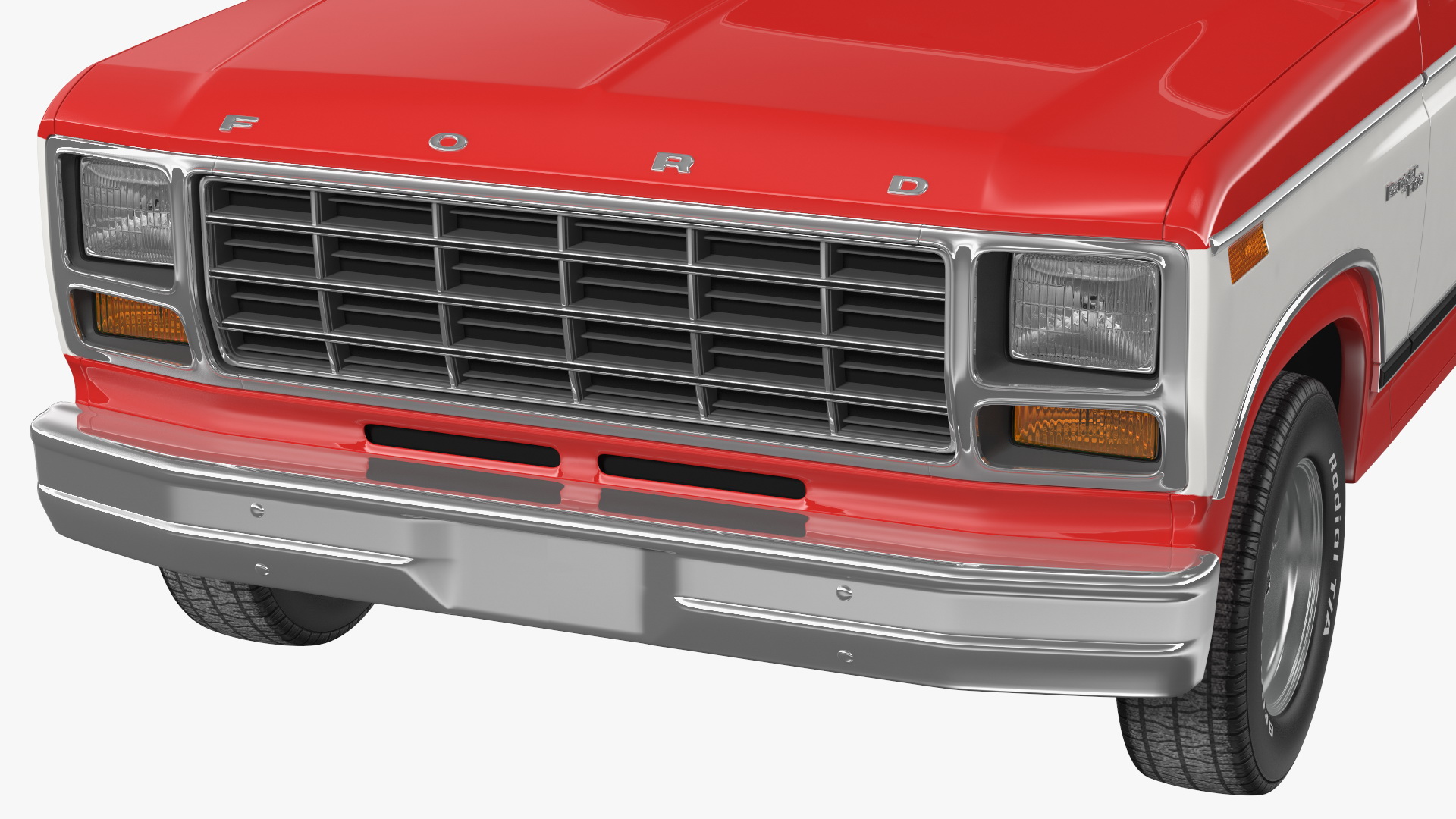 3D model Ford F Series 1980 Pickup Red Simple Interior