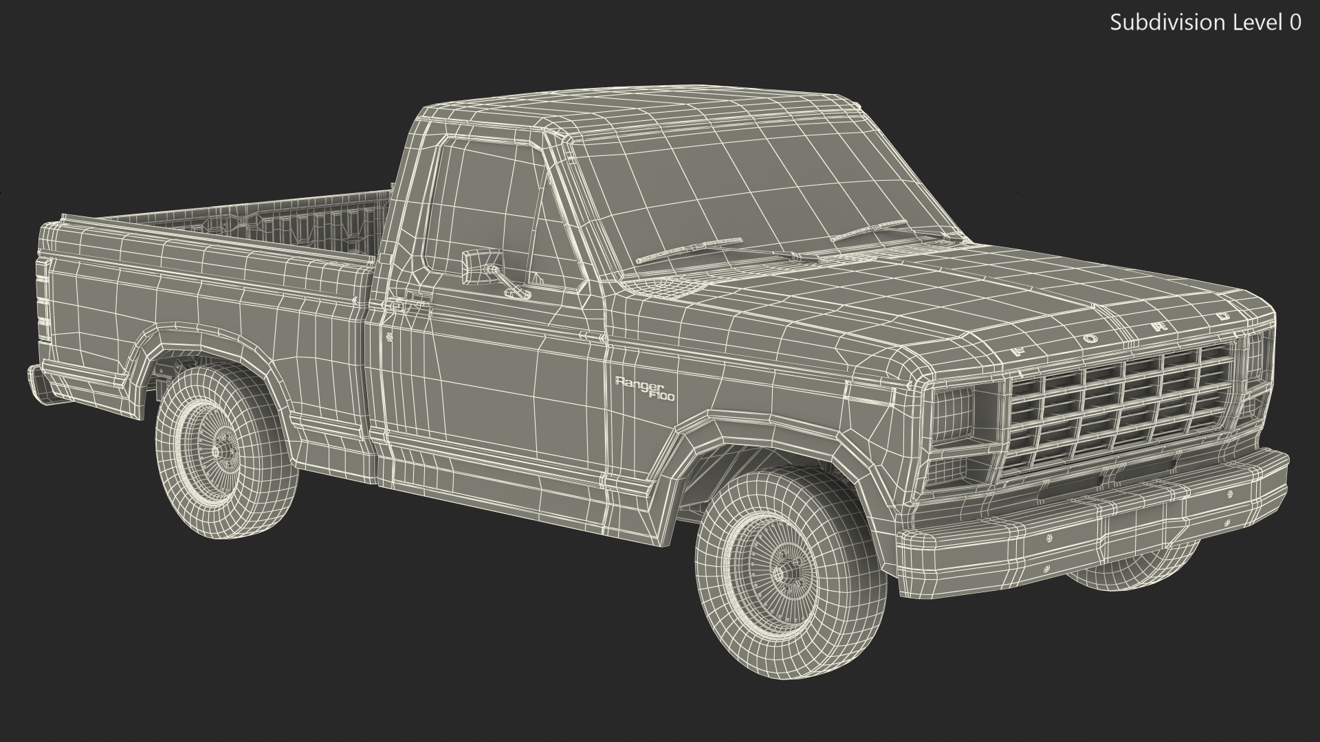 3D model Ford F Series 1980 Pickup Red Simple Interior