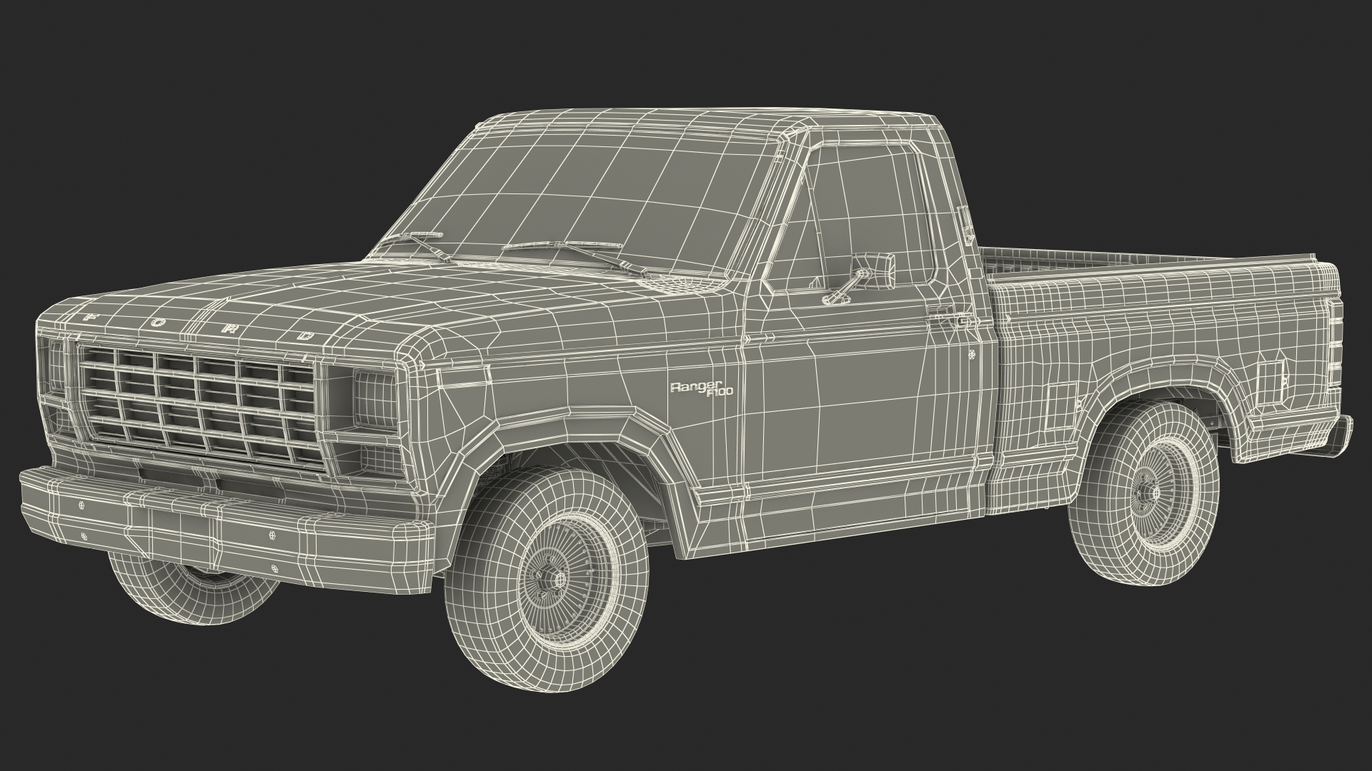 3D model Ford F Series 1980 Pickup Red Simple Interior