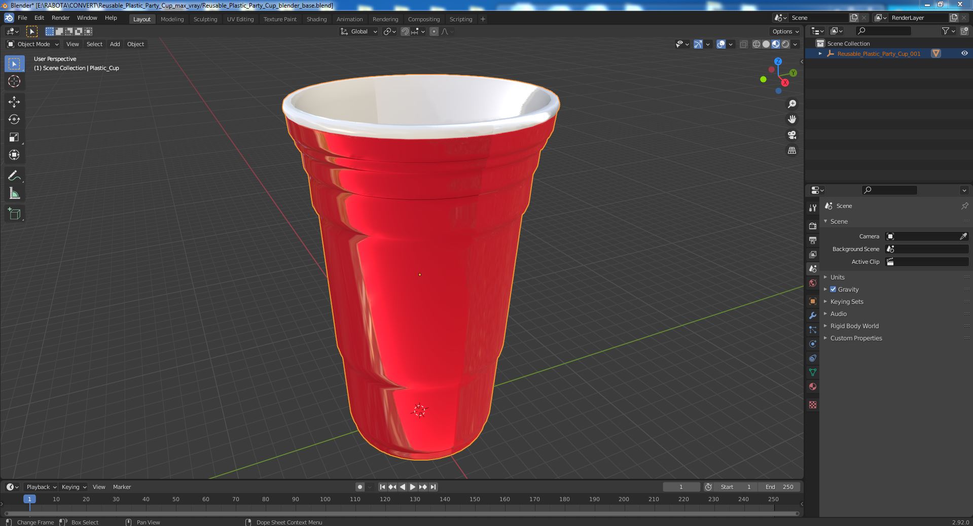 3D Reusable Plastic Party Cup