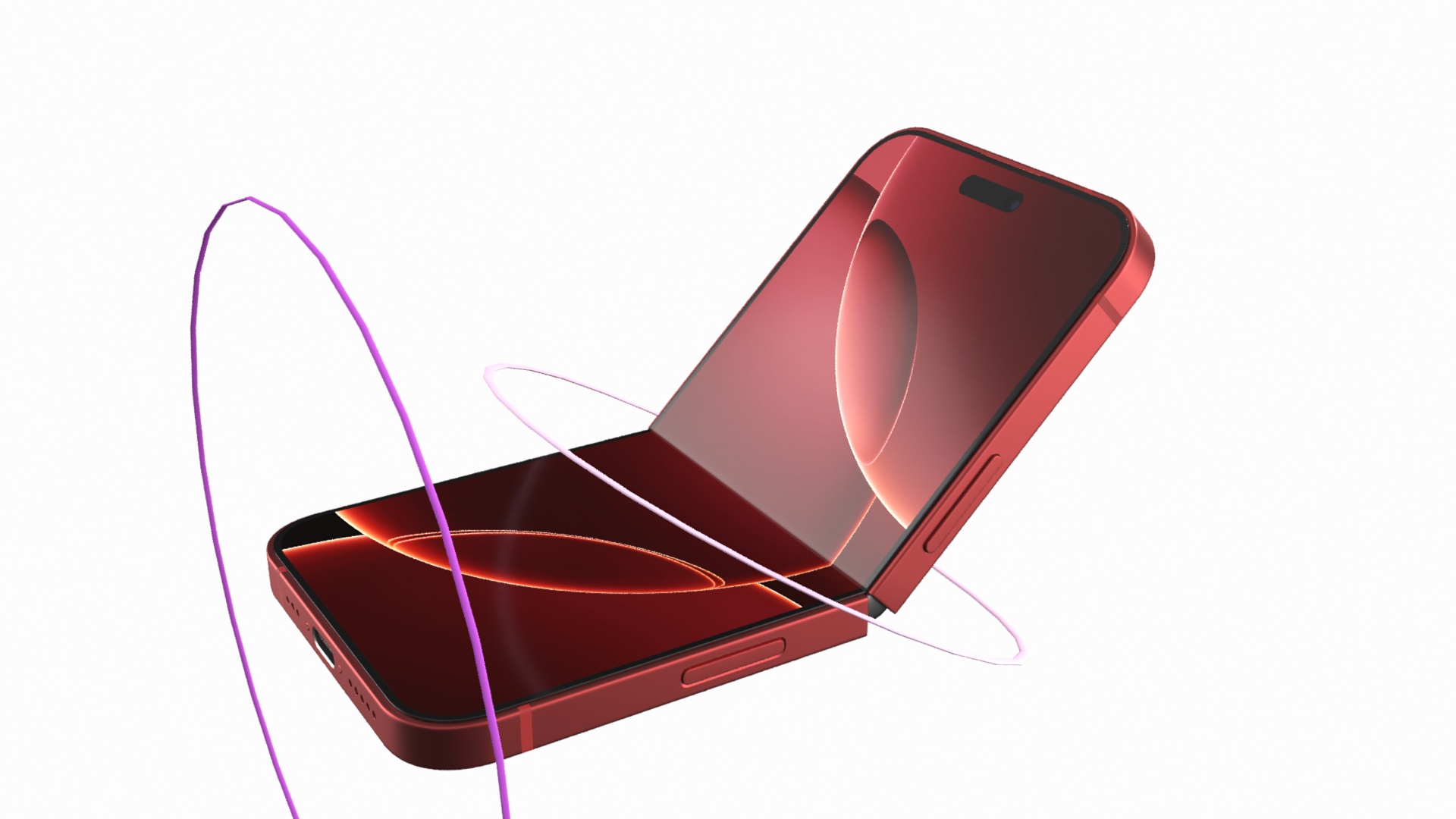 3D model iPhone Flip Crimson Red Rigged