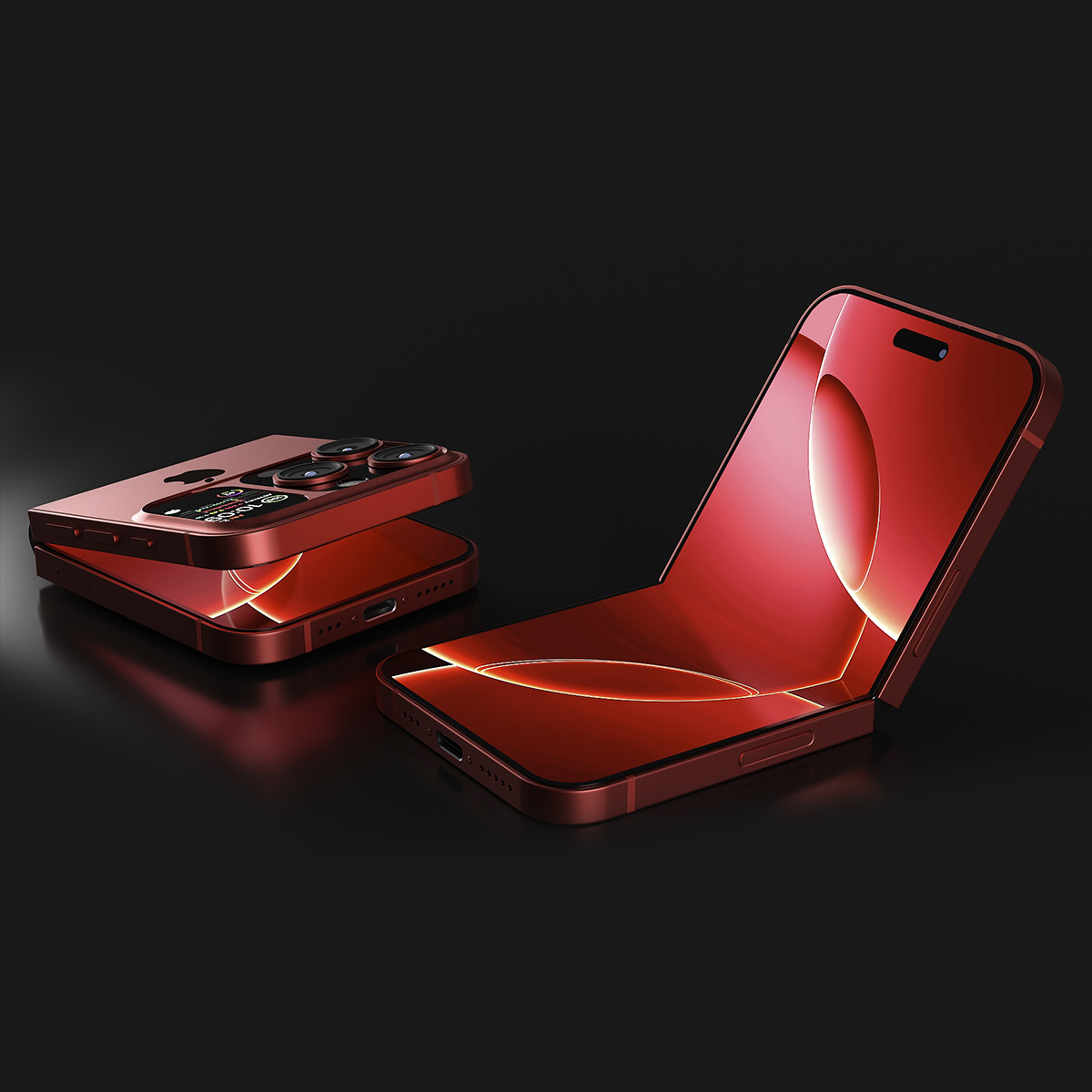 3D model iPhone Flip Crimson Red Rigged