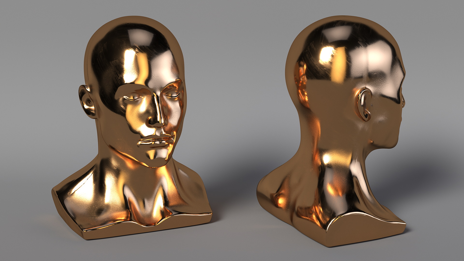 3D Male Mannequin Head Golden