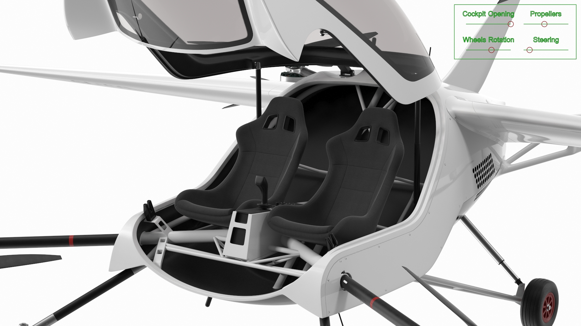 3D eVTOL Air One Two Seater Aeroplane Rigged